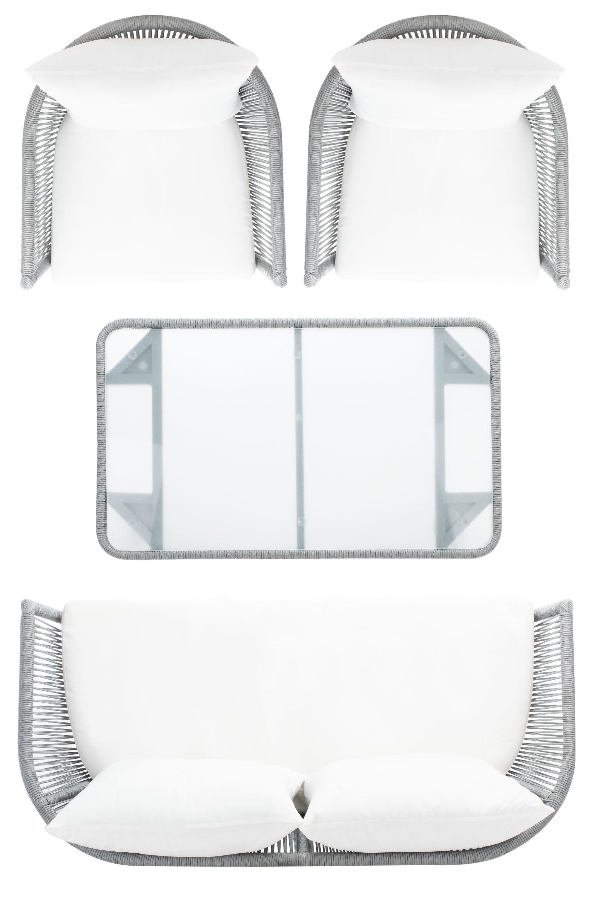 Belmi 4-Piece Grey/Beige Rope-Detailed Outdoor Patio Set