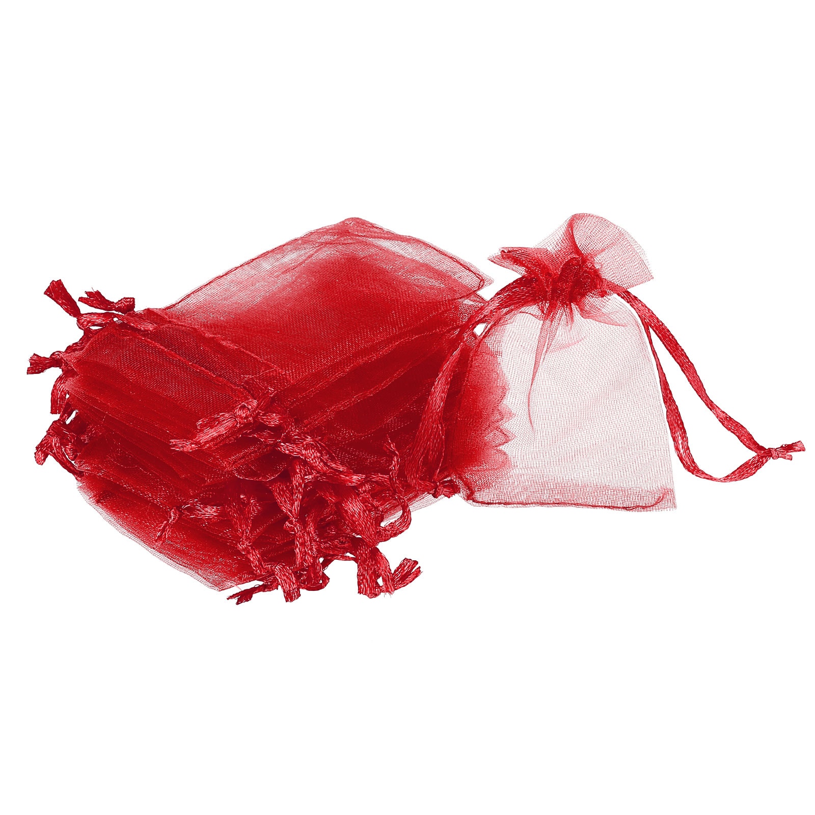 Unique Bargains 100pcs Organza Bags 2x3 Inch Drawstring Favor Pouches Sheer Mesh Bag for Gift Jewelry Wedding Party Christmas Candy Red #S26042300UX4017