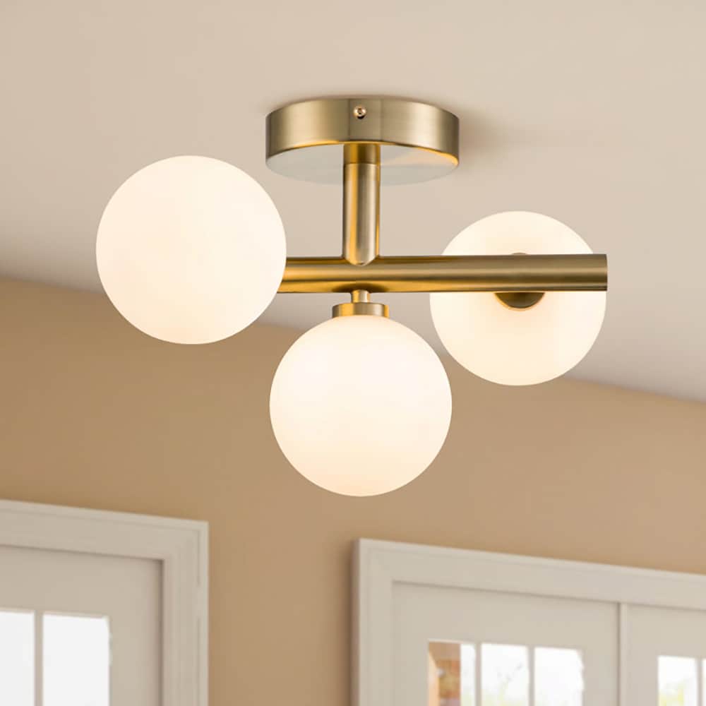 EDISLIVE Y81010000039578 3 -Light 13-in Gold Semi Flush Mount Light