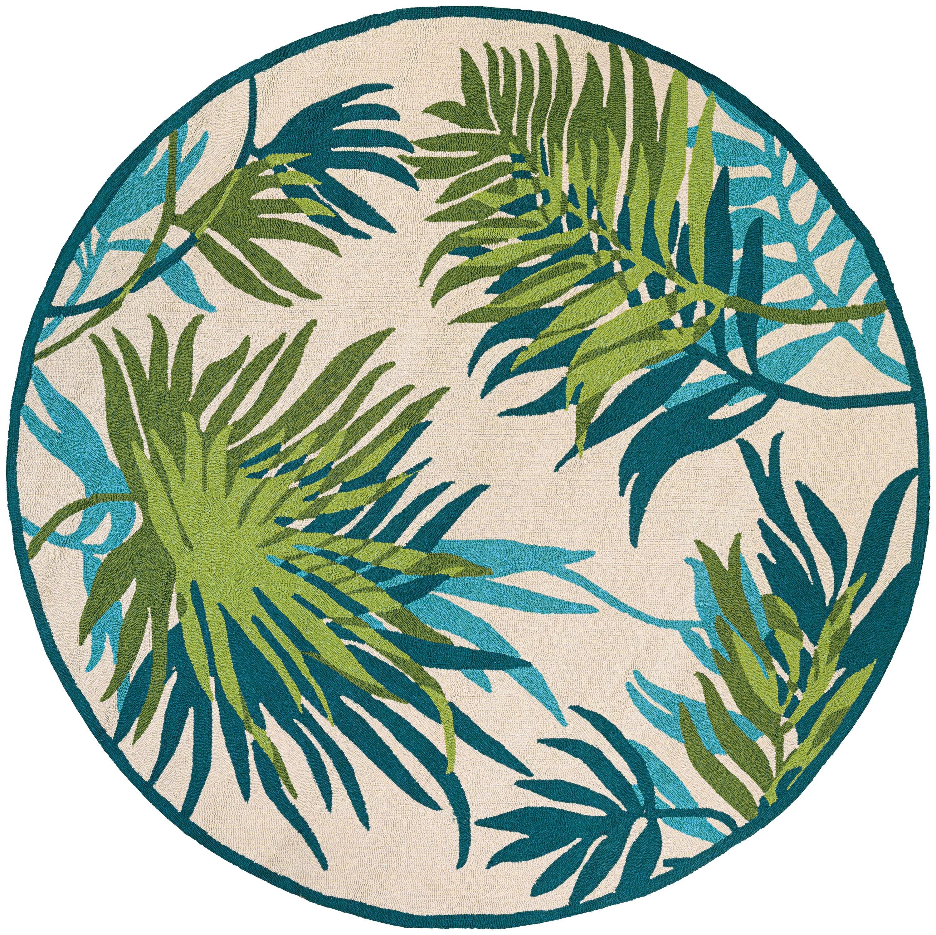 Ivory Floral Round Synthetic Easy Care Rug, 7'10"