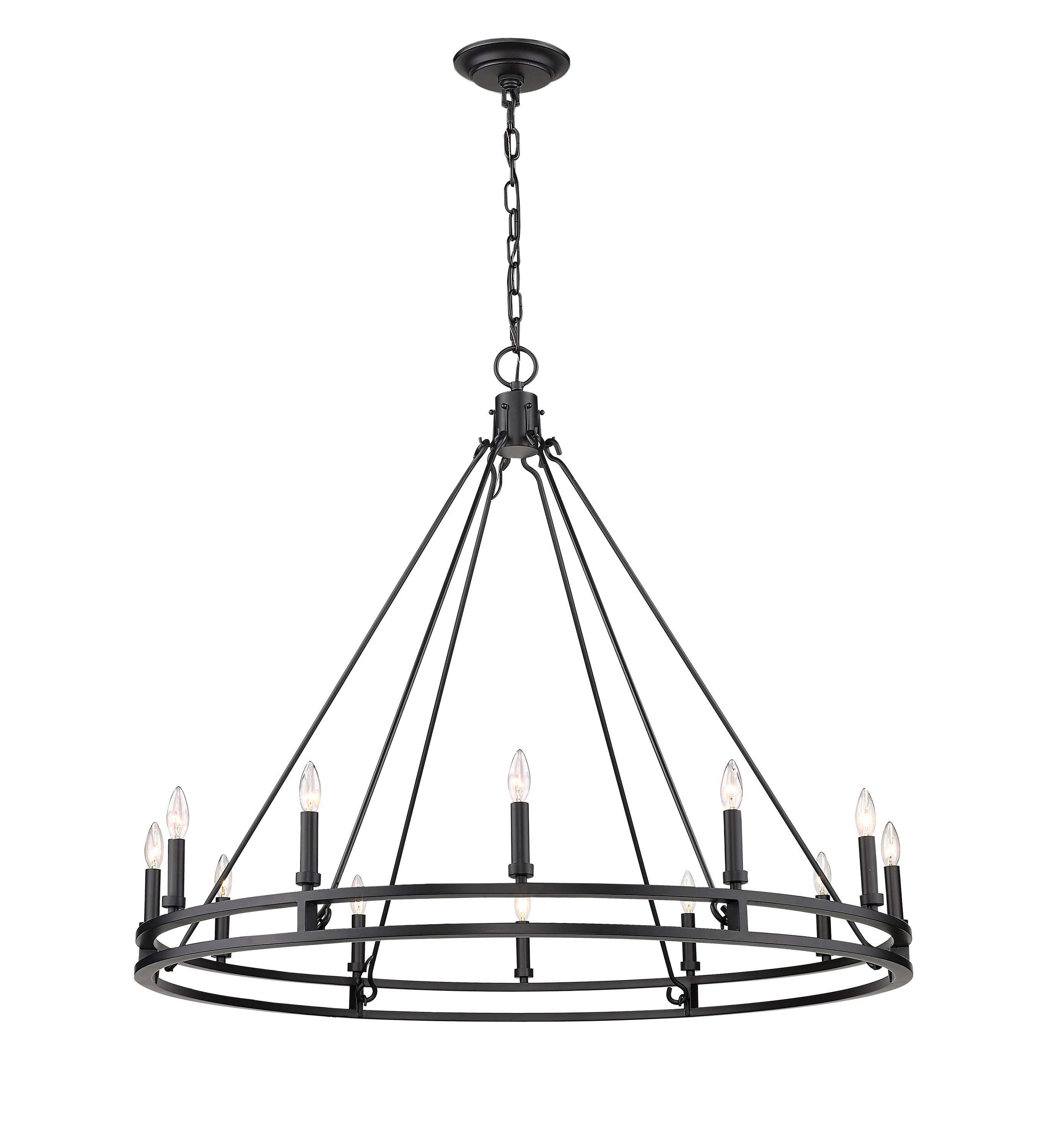 Dennison Geometric 12-Light Matte Black Metal Chandelier