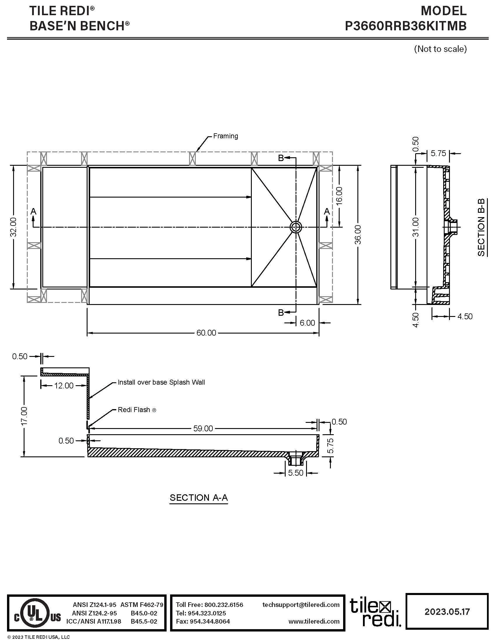 Tile Redi P3660RRB36KITMB Shower-Floors - View #7