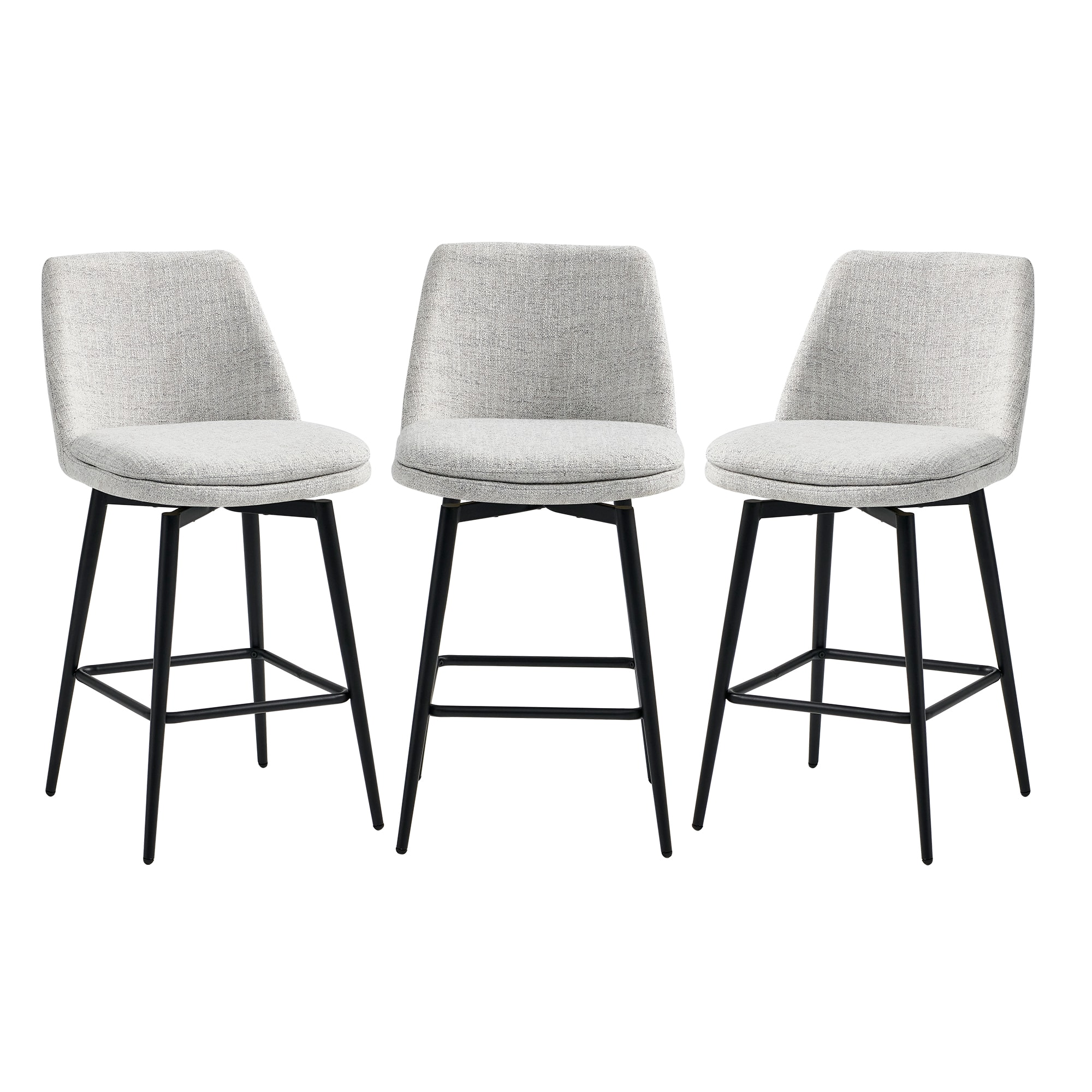 Circle 55 3-LWSY2006-A303 3 -Set White (Multi-Colored) 27-in H Counter height Bucket seat Upholstered Swivel Metal Bar Stool and Back