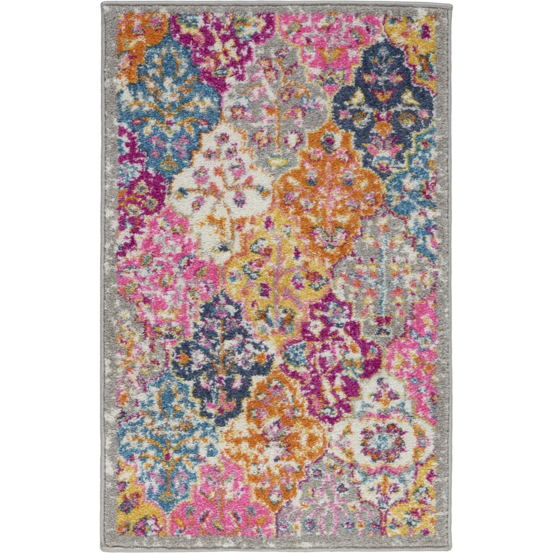 HomeRoots 4000385506 2 x 3 (ft) Polypropylene Multicolor Rectangular Indoor Geometric Bohemian/Eclectic Area rug