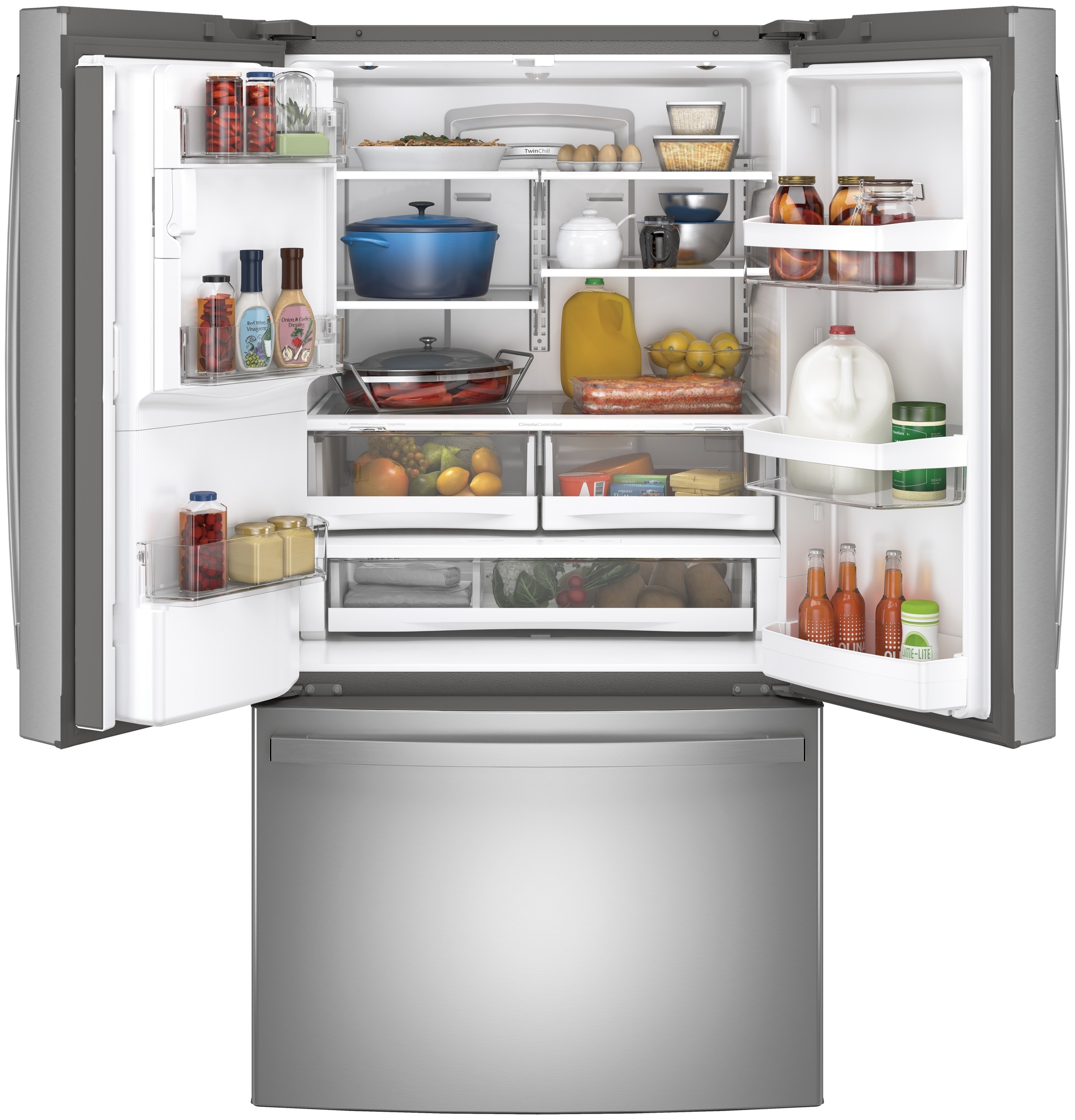 GE 27-cu ft French Door Refrigerator with Ice Maker (Fingerprint-resistant  Stainless Steel) ENERGY STAR in the French Door Refrigerators department at