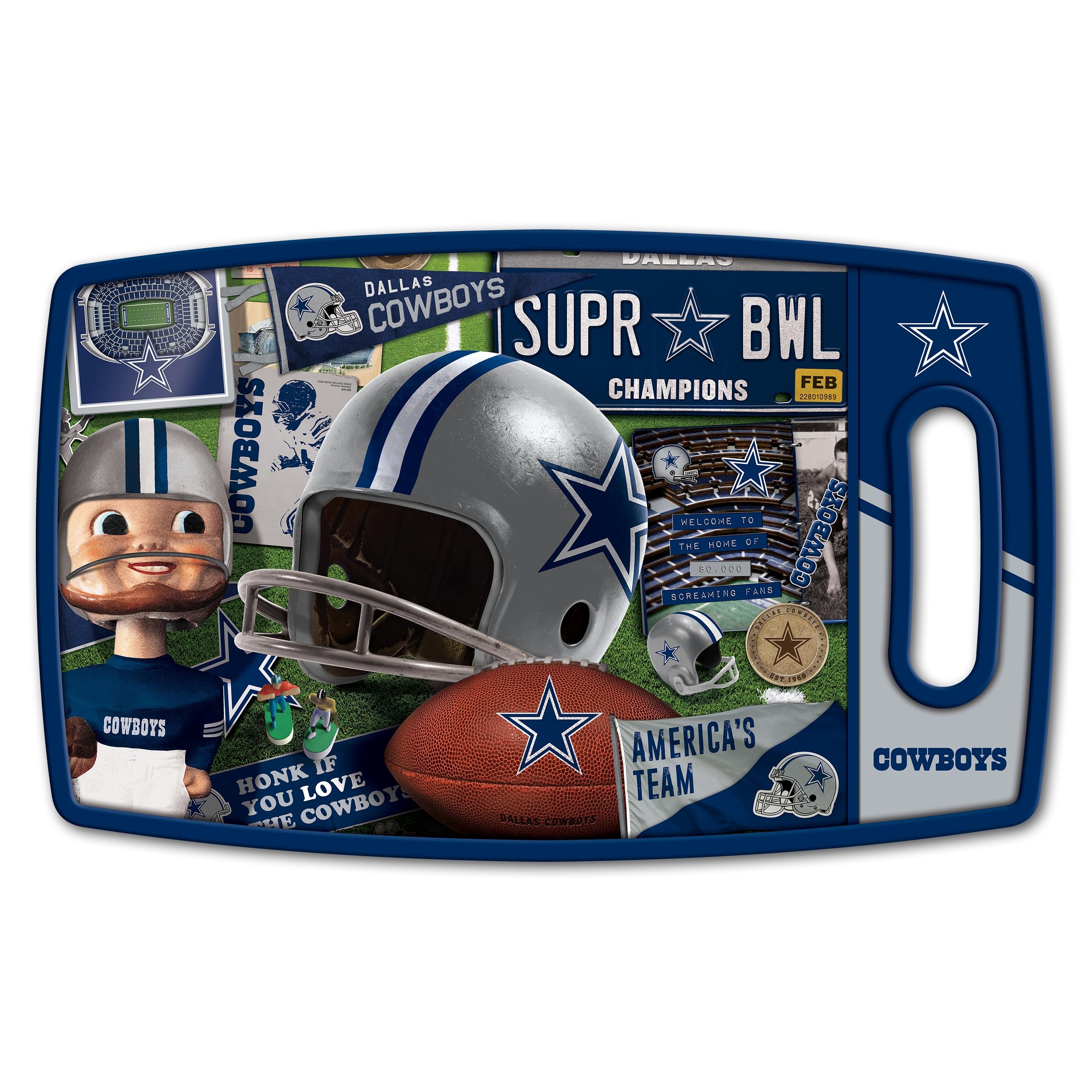 Sportula Dallas Cowboys Retro Series Cutting Board 9-Inches L x 14.5-Inches W Polypropylene Cutting Board