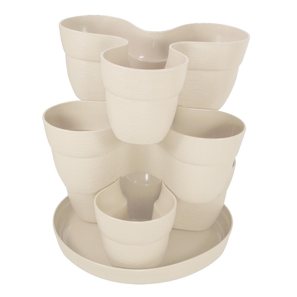 EMSCO GROUP 6.5-in W Medium White Resin Indoor/Outdoor Planter with Drainage Holes Attached Saucer