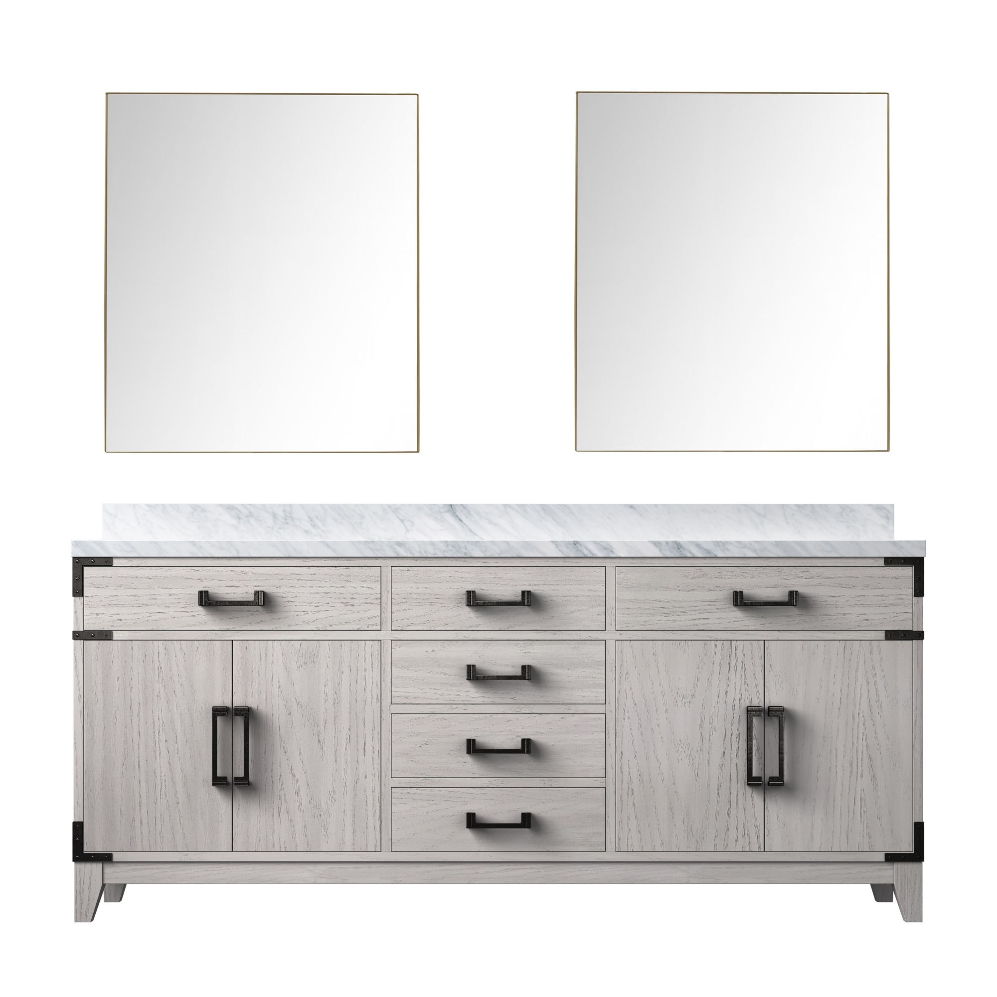 Lexora LVW72DM110 Wilton 72-in White Oak Undermount Double Sink Bathroom Vanity with White Carrara Marble Top (Mirror Included)