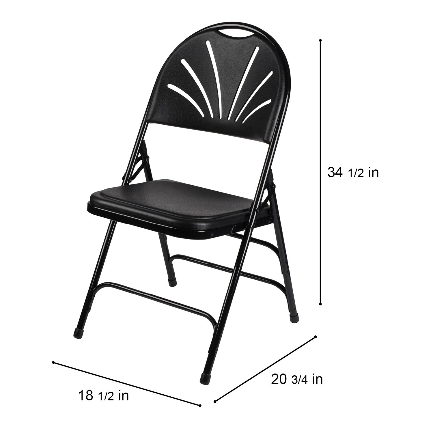 Lusitano Black Plastic Fan Back Folding Chairs, Set of 4
