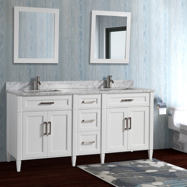 Vanity Art Savona 72-in White Undermount Double Sink Bathroom Vanity ...