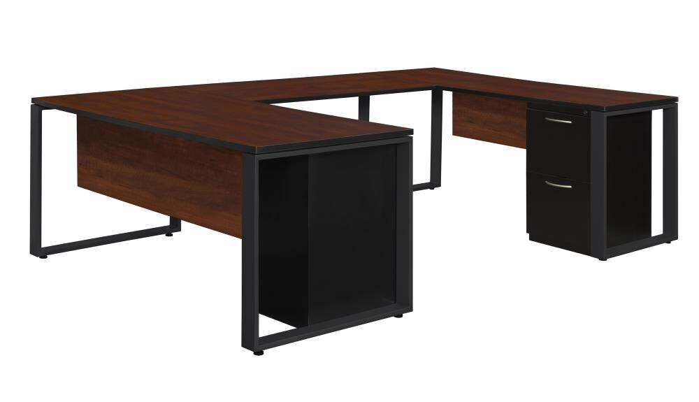 U-Shaped Desk with Tiltable Tabletop, L Shaped Computer Gaming