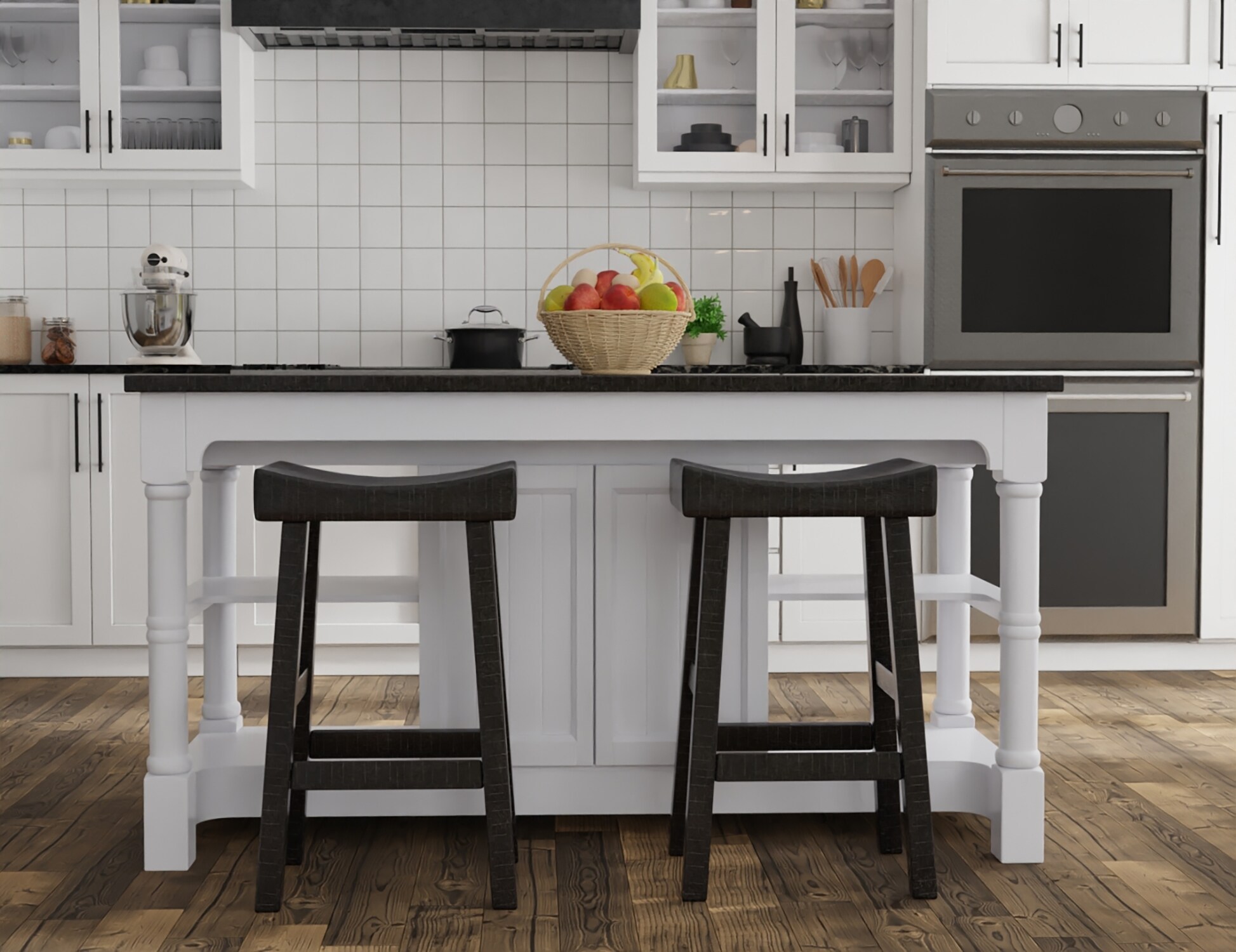 Colburn 33.5'' Espresso Solid Rubberwood Saddle Bar Stool