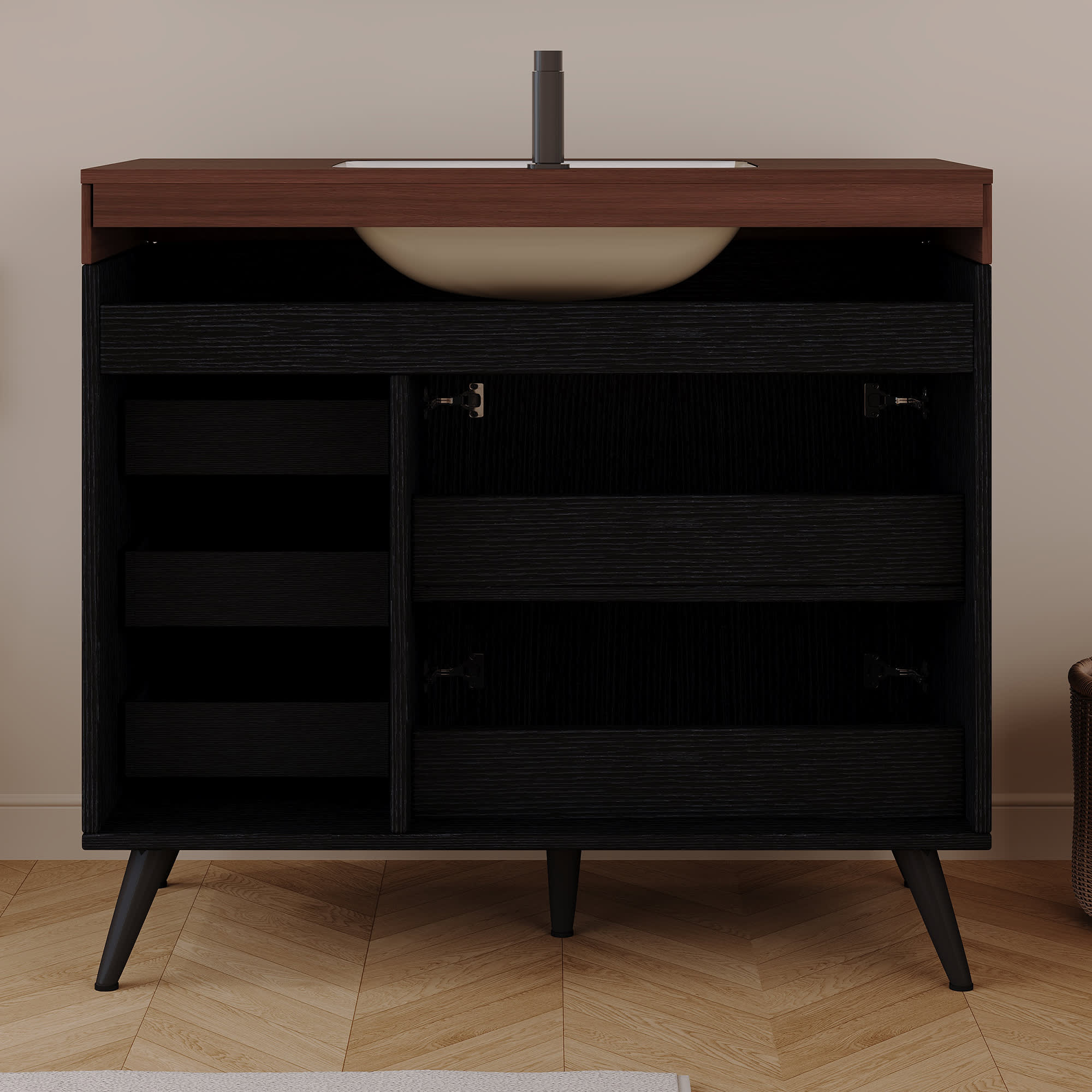 Vynxaria 36-in Single Sink Bathroom Vanity with Sintered Stone Top in ...