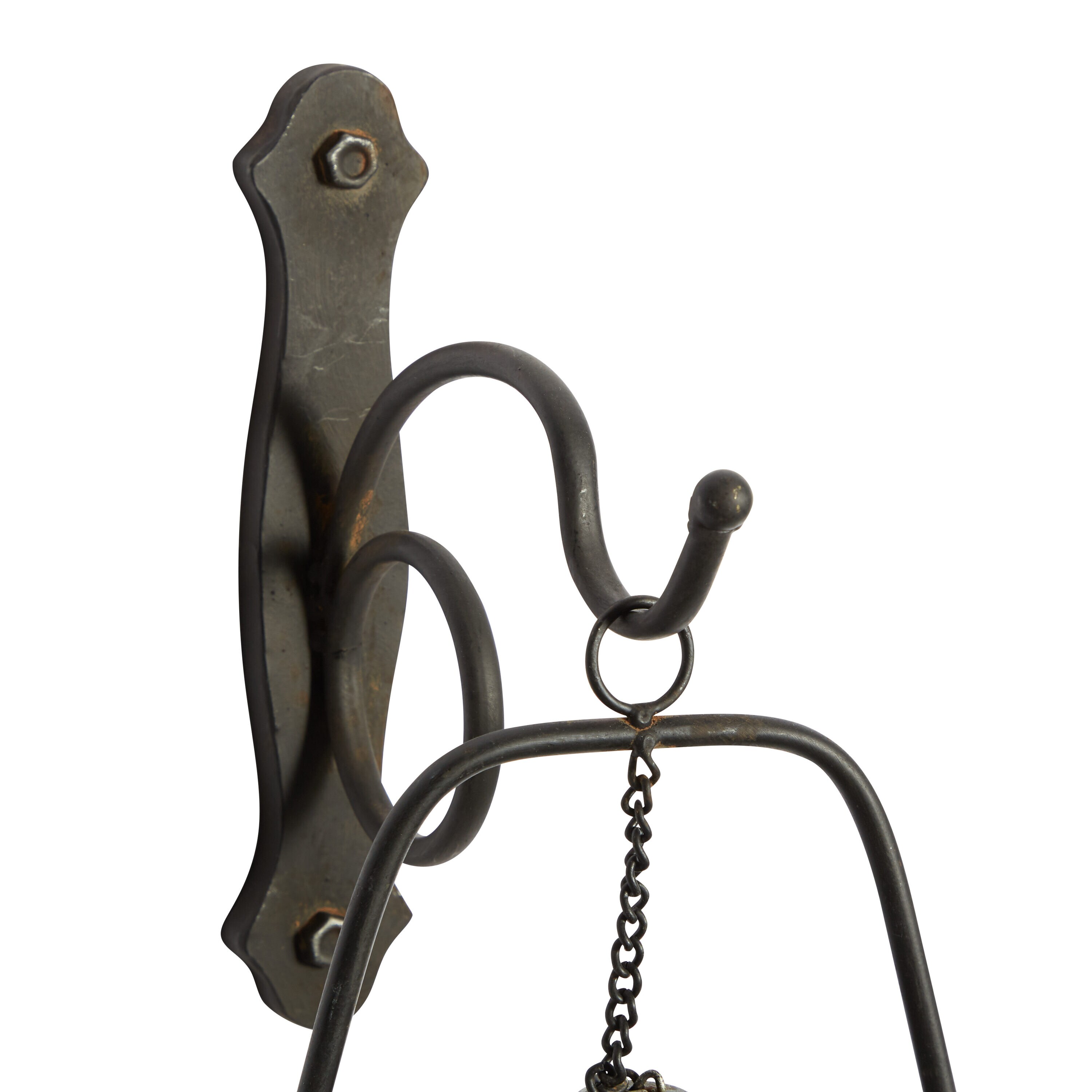 Elegant Brown Bronze Metal Glass Lantern Wall Sconce, 7"W x 19"H