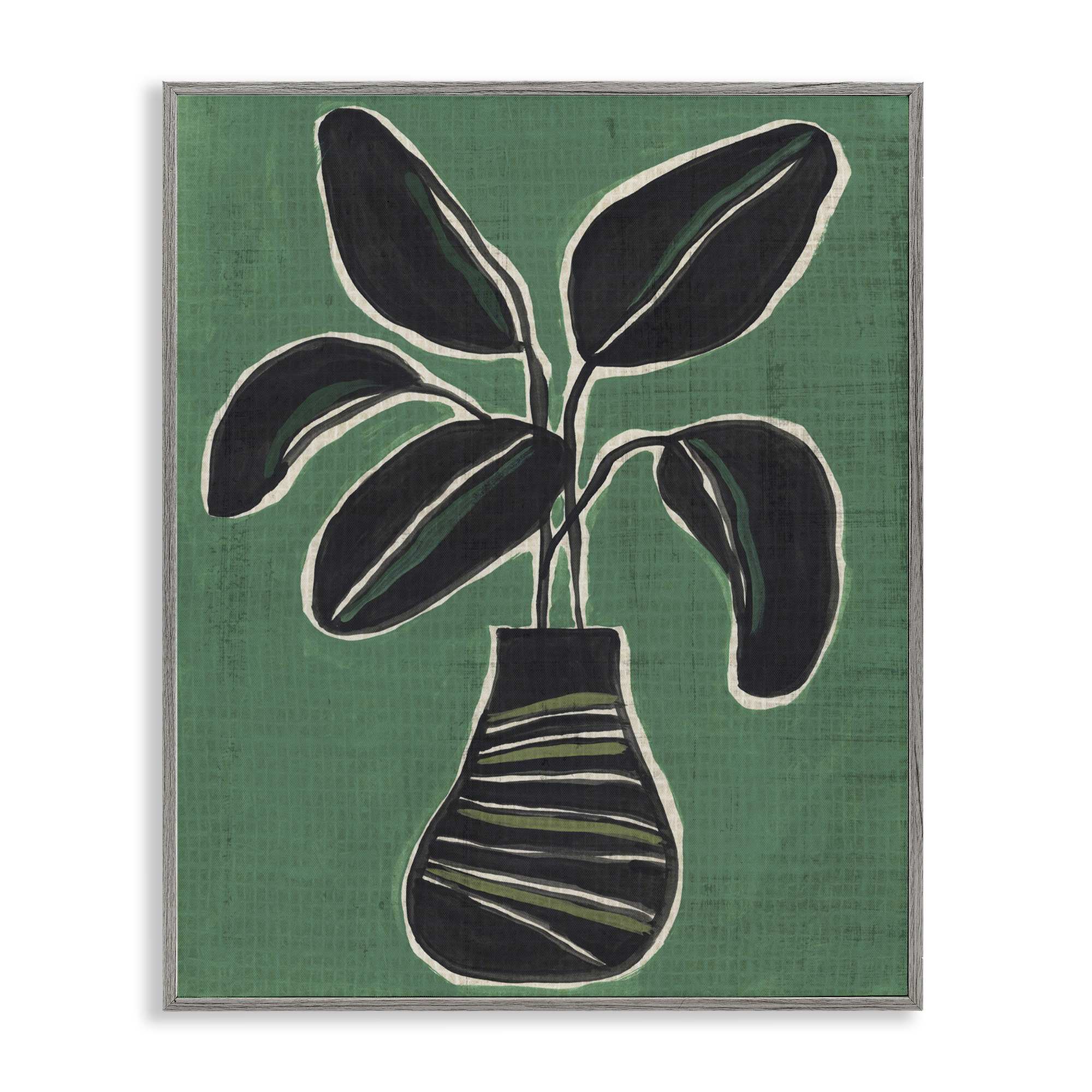 Stupell Industries BS-361-GFF-16X20 House Plant on Green Gray Framed Giclee Art By June Erica Vess 16 x 20