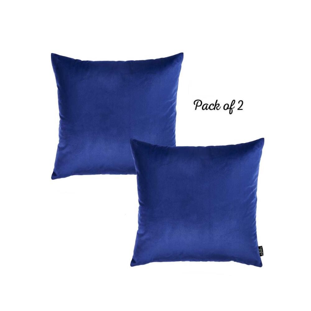 HomeRoots 18-inx 18-in Navy Blue Velvet Decorative Throw Pillow Cover (2 Pcs in Set) at Lowes.com