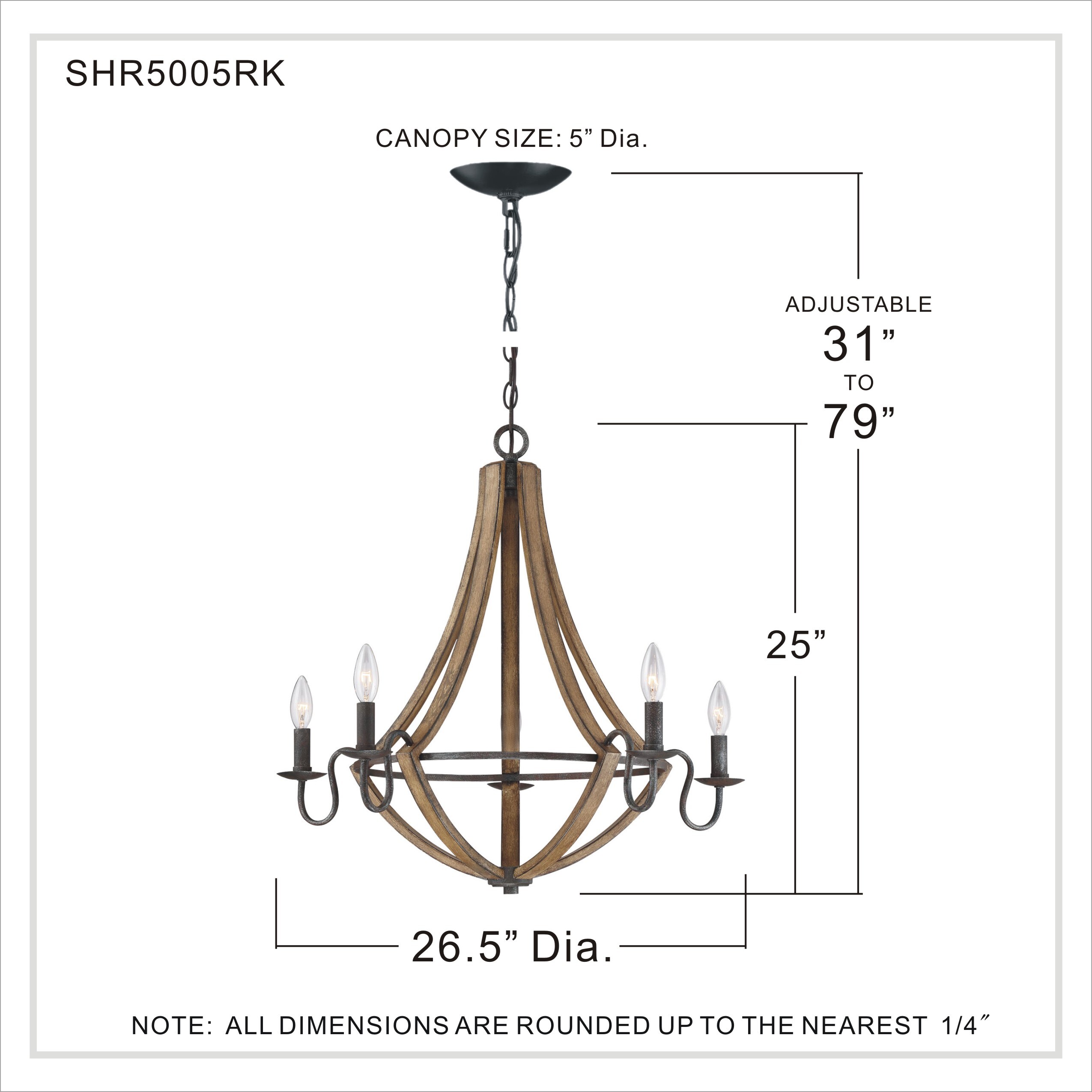 Quoizel Shire 5-Light Rustic Black Transitional Dry Rated Chandelier in ...