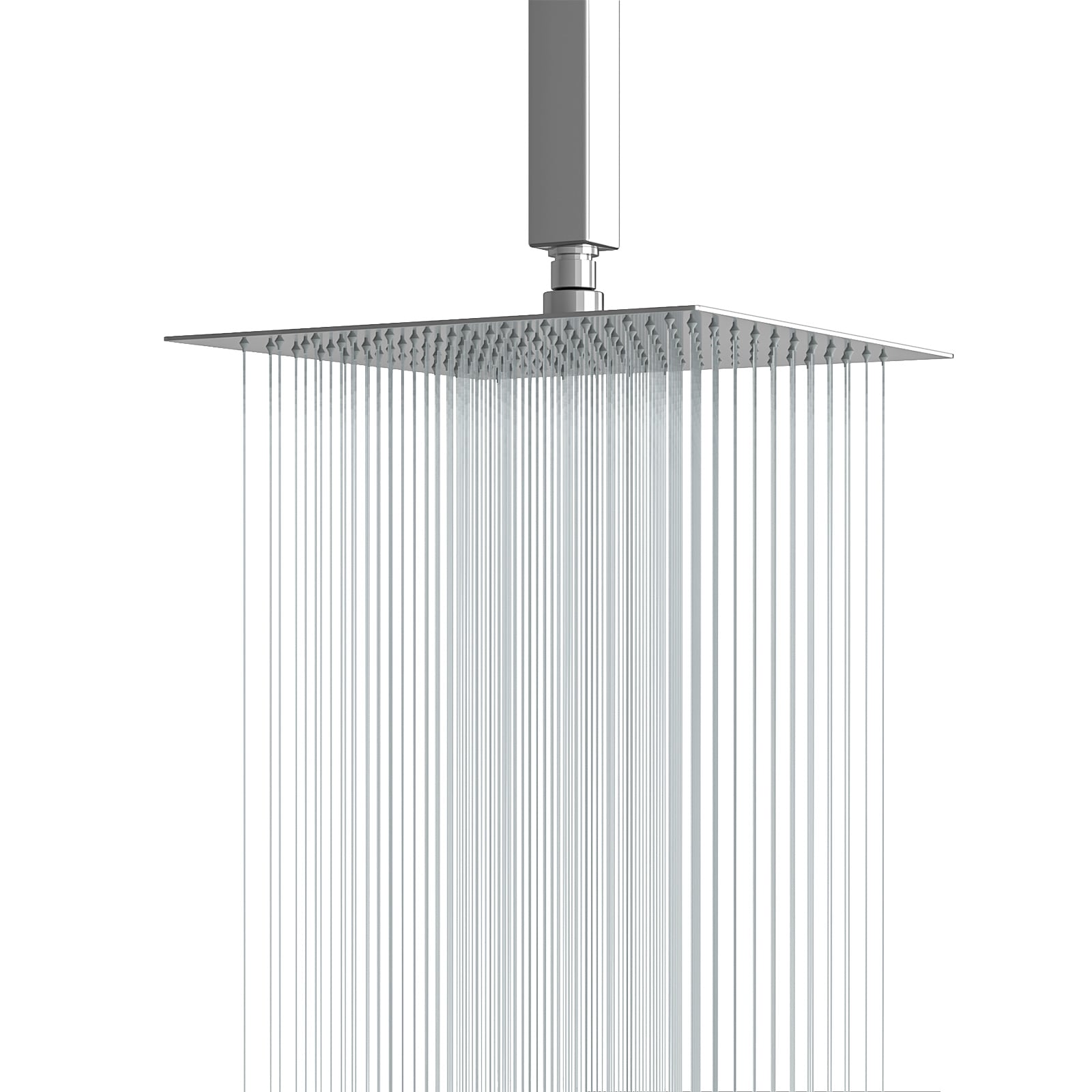 waterpar WPLO-SH453 1 -Settings Chrome 12-in Square Fixed High Pressure Rain Shower Head 2.5 GPM