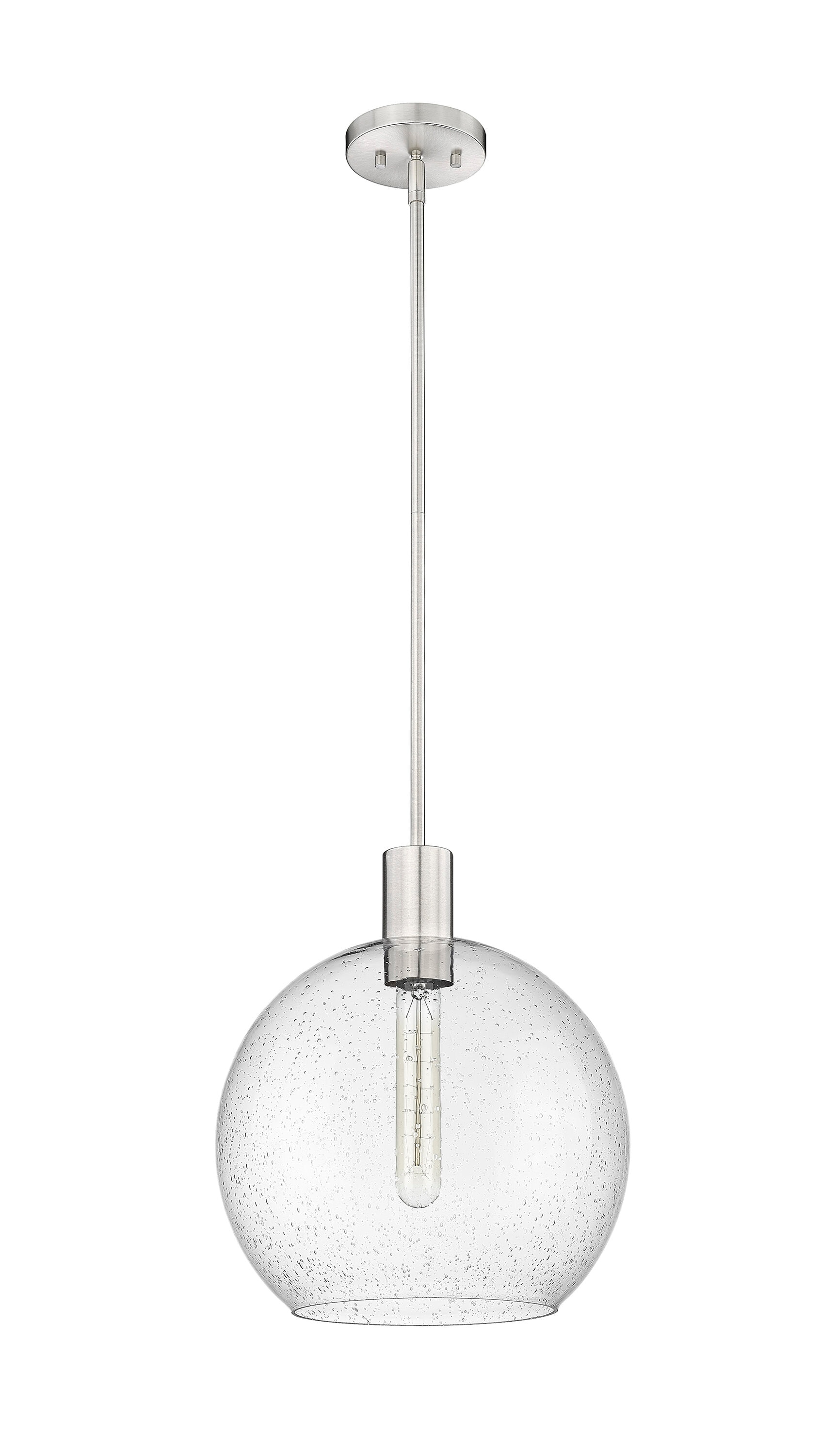 Brushed Nickel Globe Pendant with Clear Glass Shade