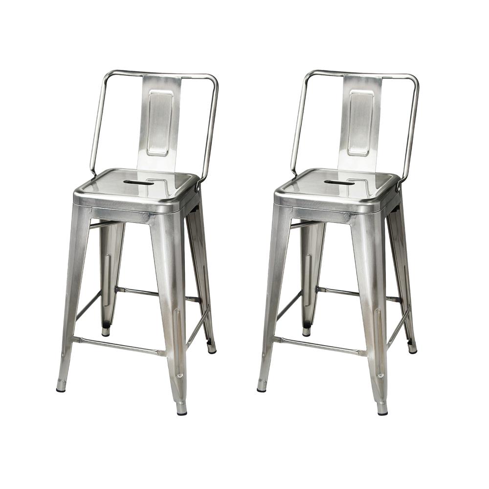 GIA 24 in metal bar stool Gunmetal Counter height Stackable Metal