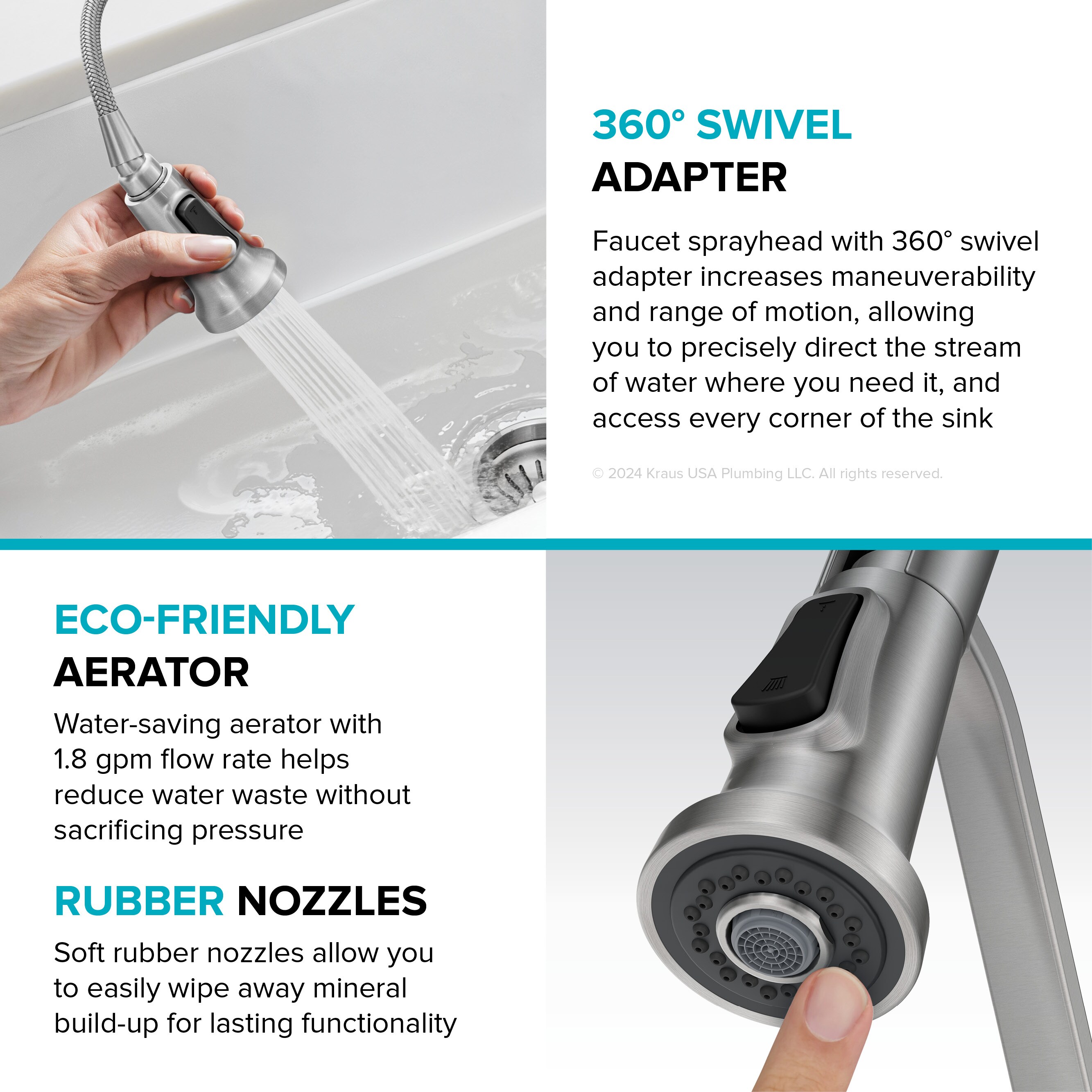 Britt Spot-Free Stainless Steel Commercial Style Pull-Down Kitchen Faucet