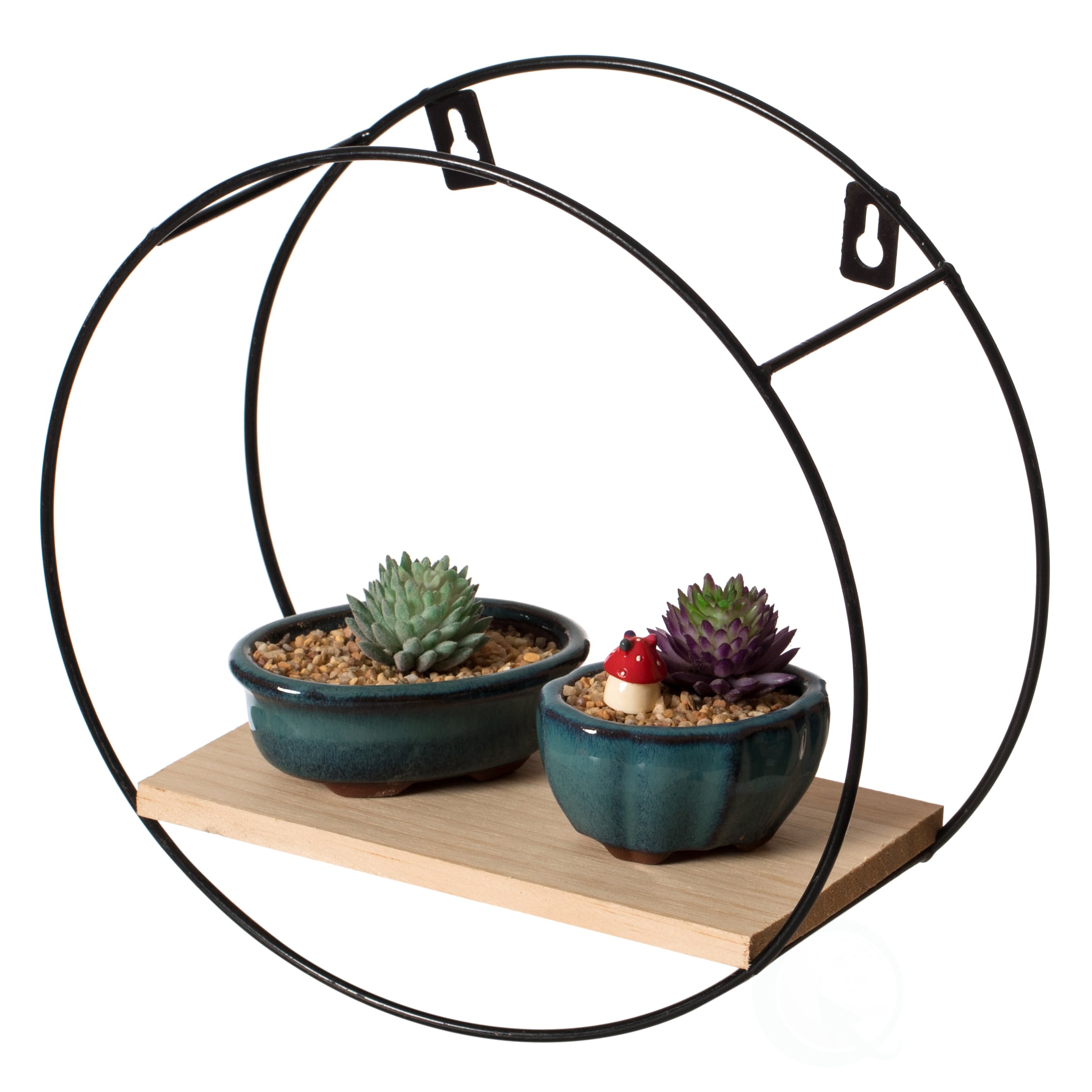 Vintiquewise QI004160 9-Inches L x 4.25-Inches D x 9-Inches H Round Brown Wood Circle Floating shelf