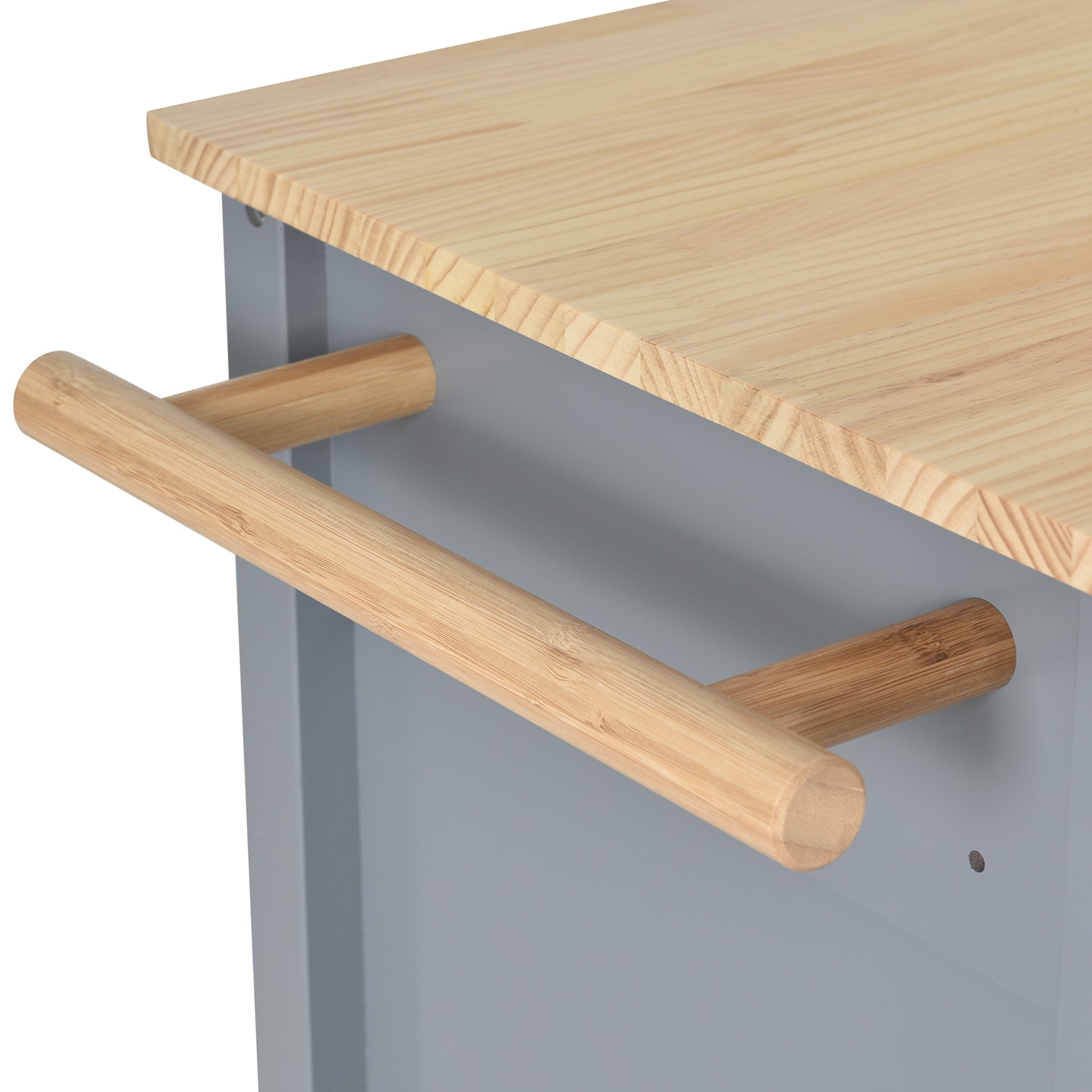 Bybafun Black Mdf Base with Wood Top Rolling Kitchen Cart (18.5-in x 54.33-in x 36.22-in)