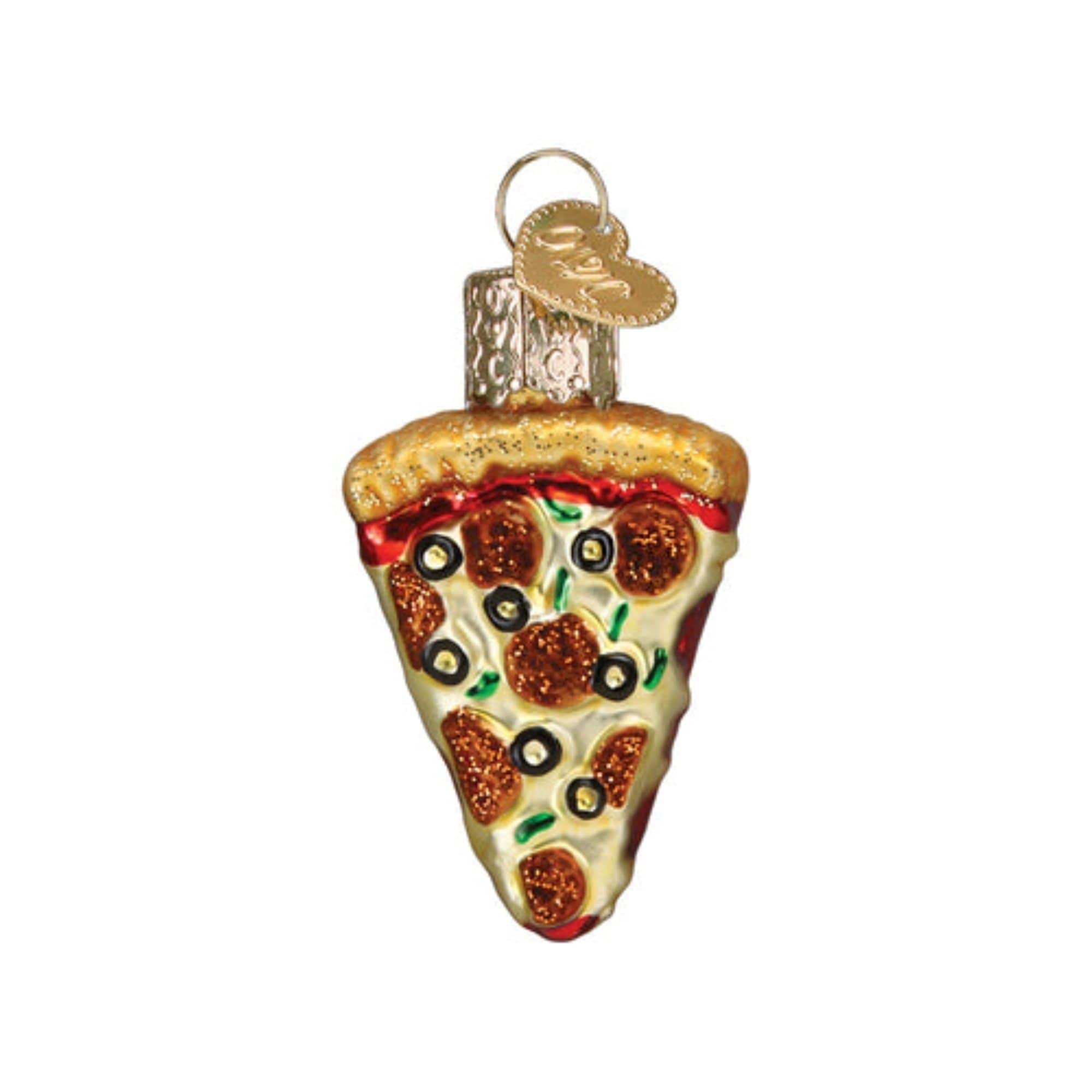 Old World Christmas 729343870049 Blown Glass Mini Ornament for Christmas Tree - Gumdrops Collection - Pizza Slice