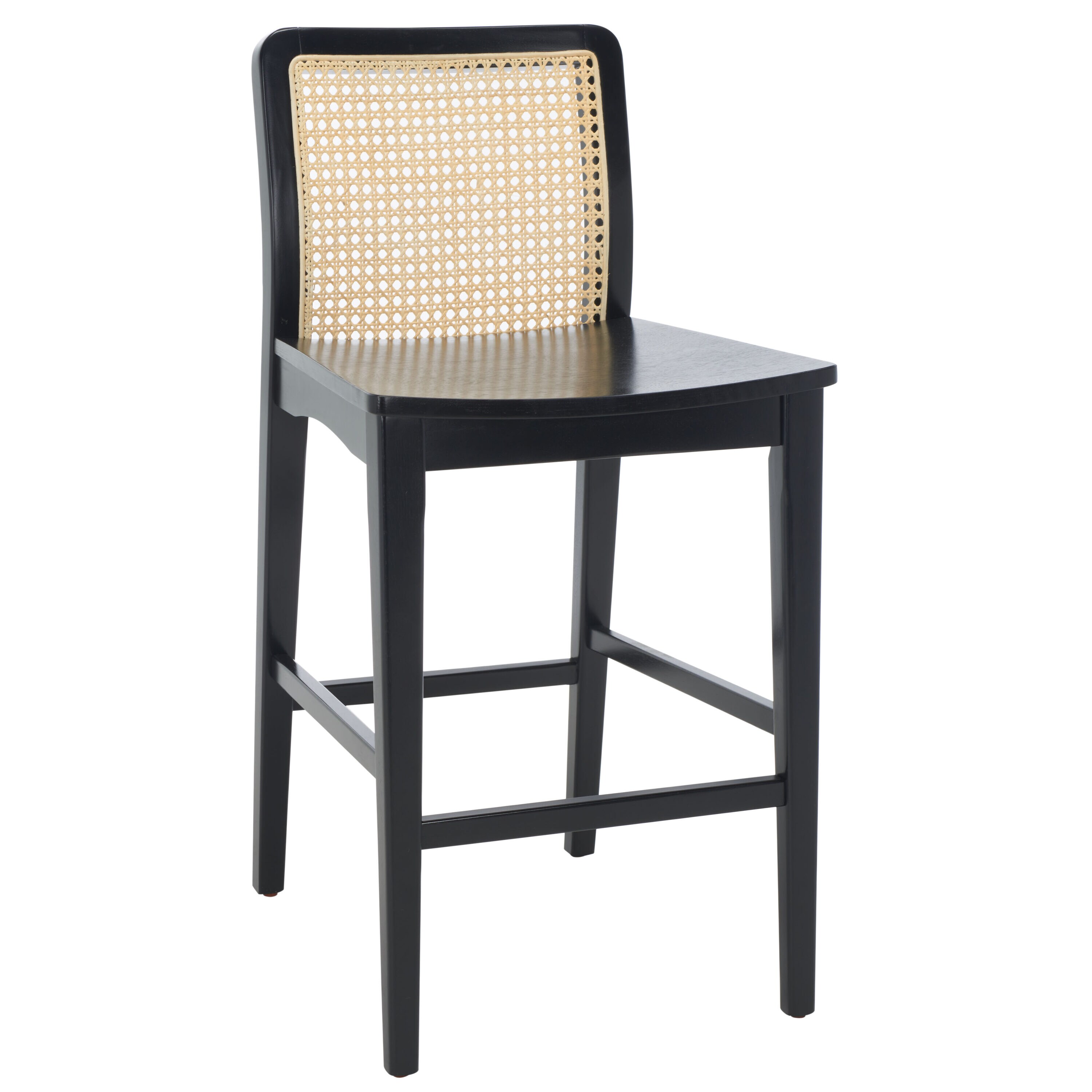 Coastal Breeze Black & Natural Rubberwood Barstool Set of 2