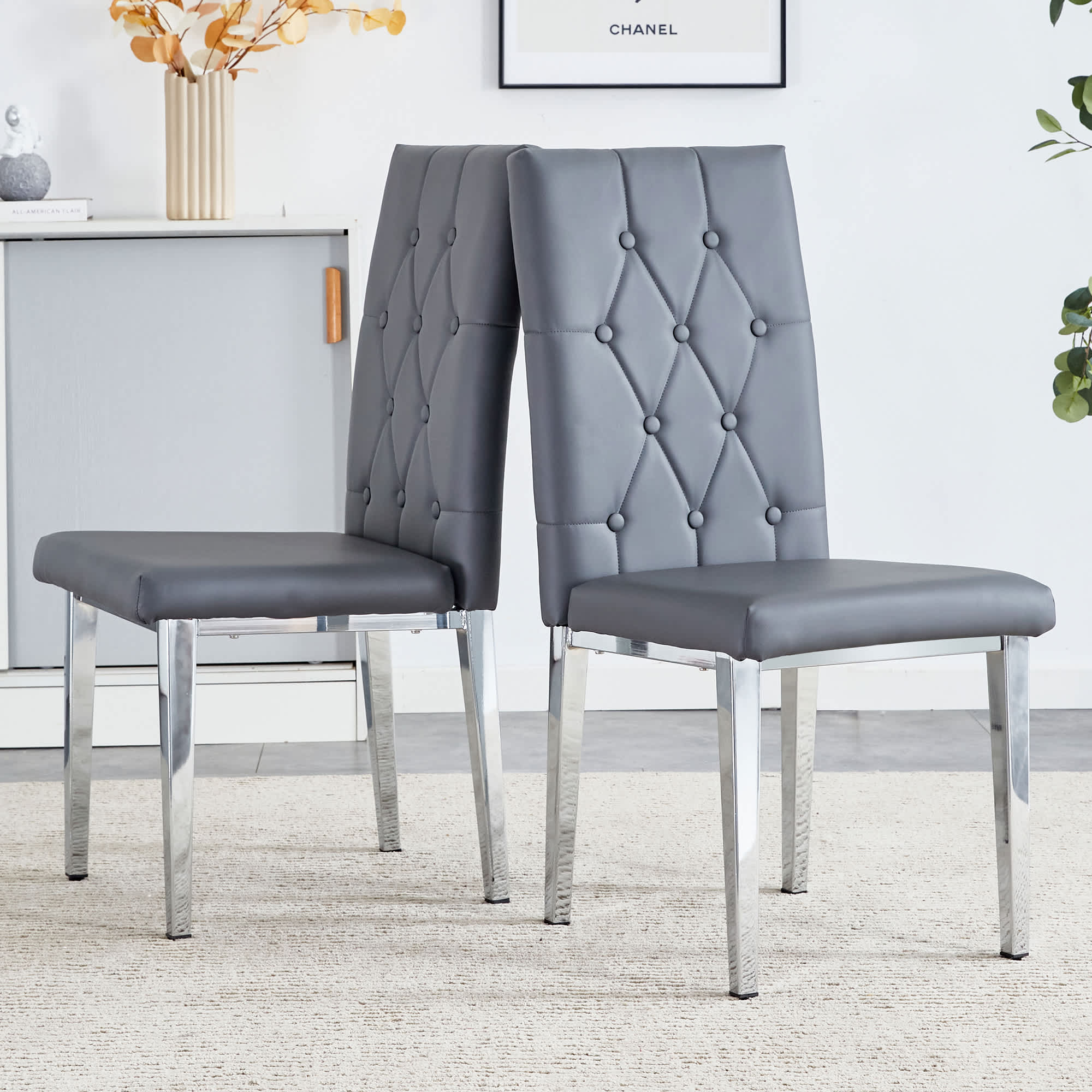 Vynxaria LEXY0071-DJCY-2GRY Dining-Chairs - View #2