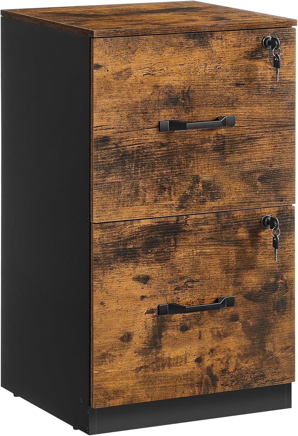SONGMICS HOME OFC061B01 2-Drawer File Cabinet with Lock Rustic Brown and Ink Black