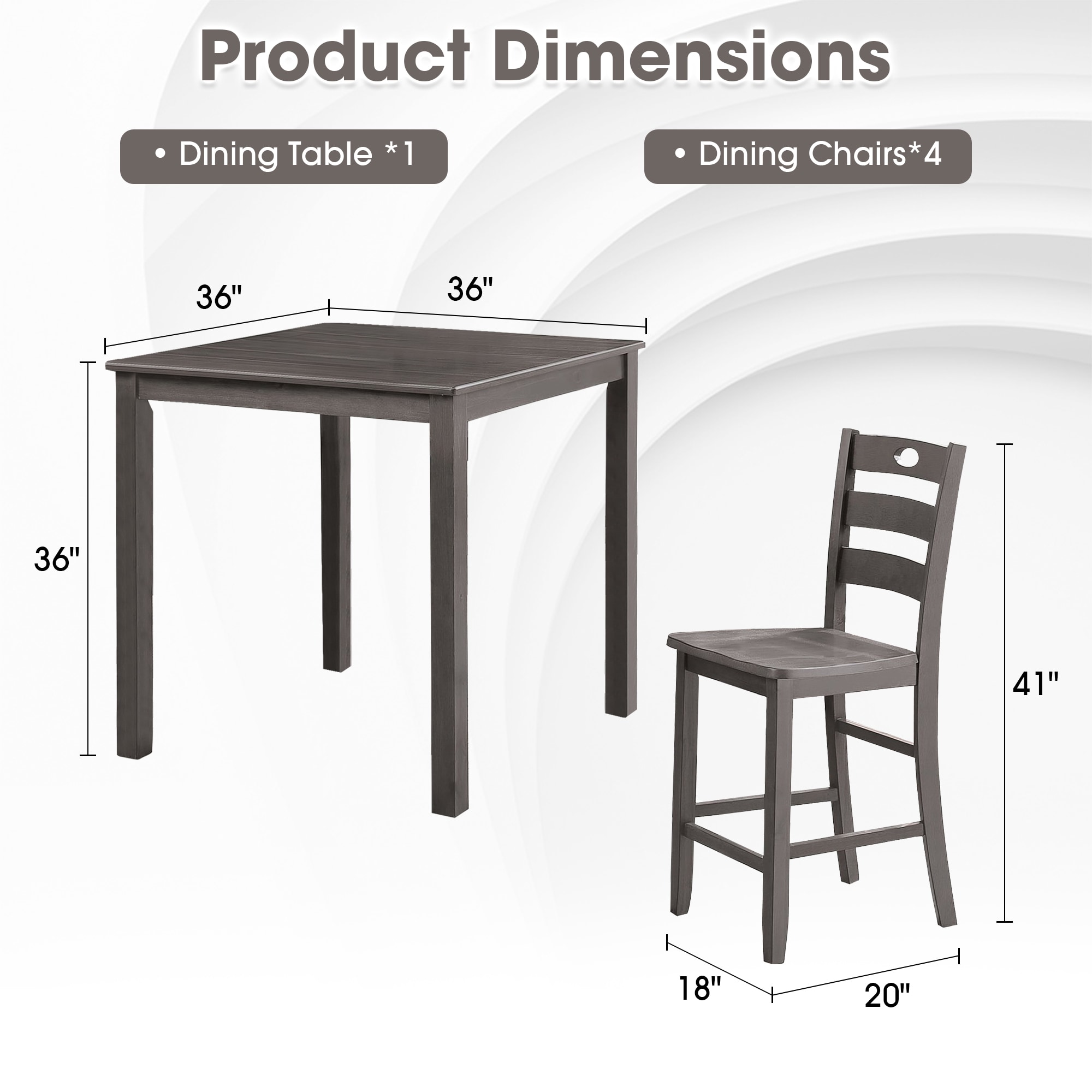IHOMEadore MDFM3419GY-PT-5PK Dining-Sets - View #4