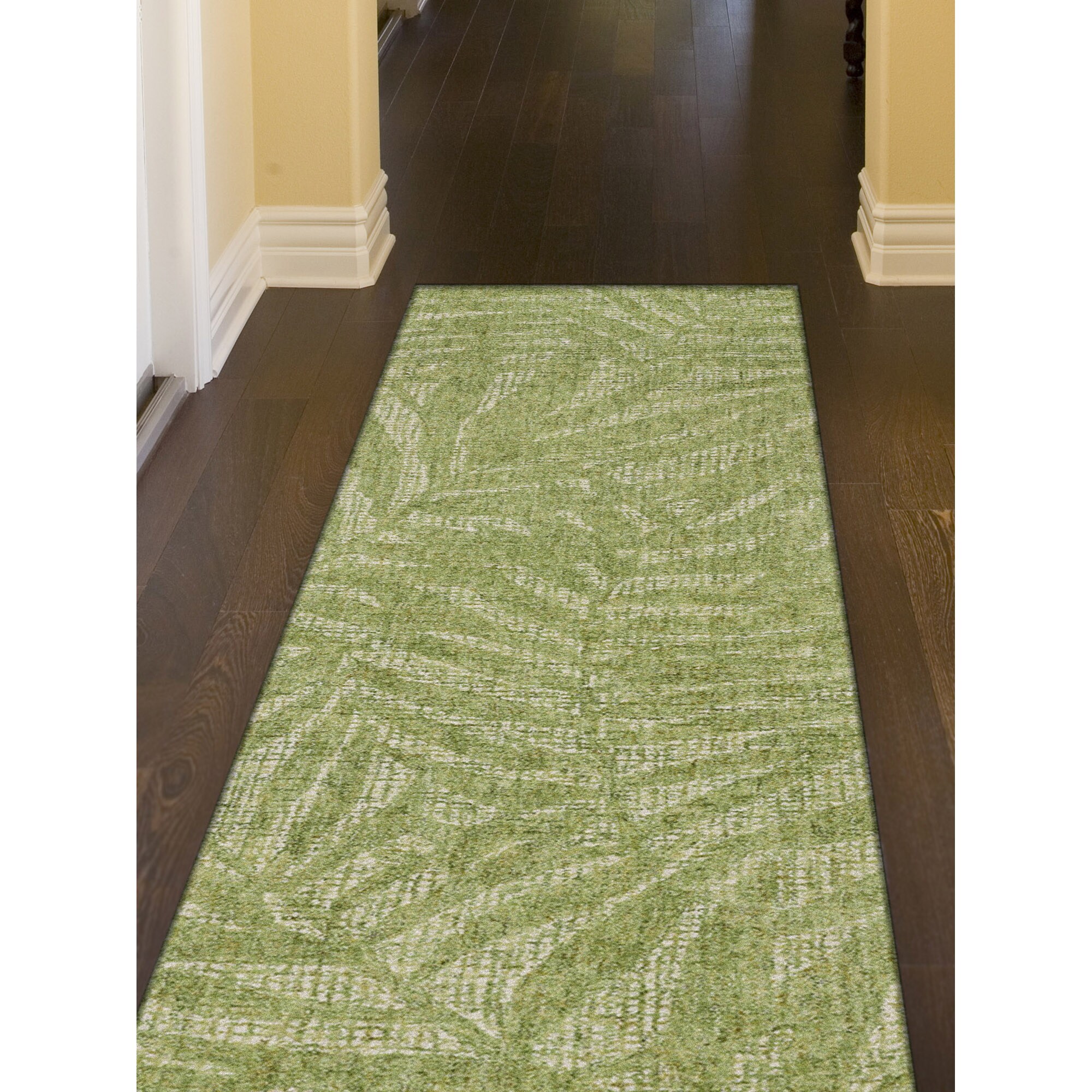 Carmel Botanical Sage Green Tropical Floral Indoor Outdoor Rugs