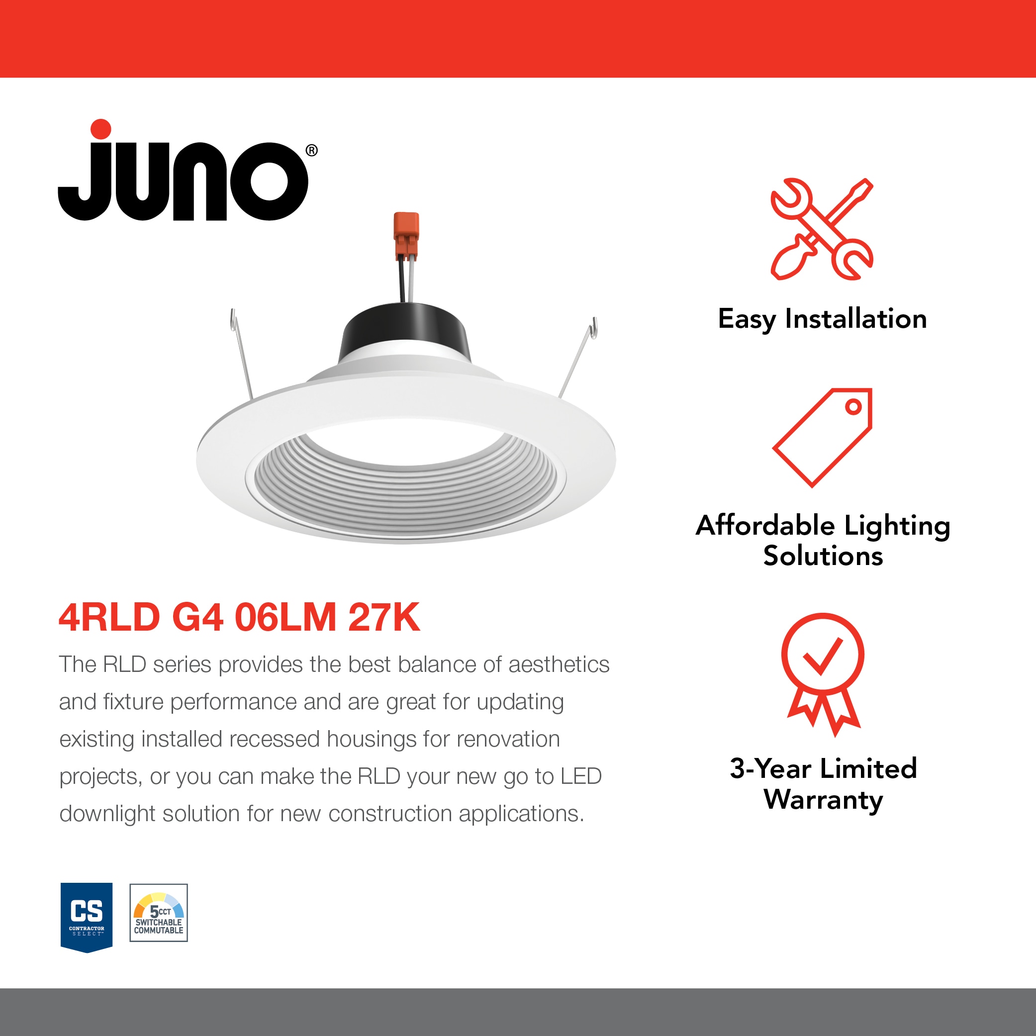 Juno 4RLDG406LM27K90CRI Led-Retrofit-Downlight - View #2