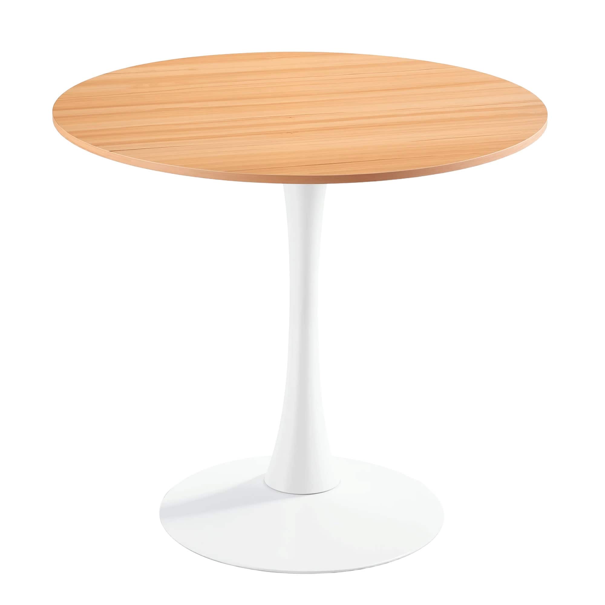 Vynxaria -  32 Inch Oak Top Tulip Table Mid Century Round MDF Tabletop Pedestal Dining Table for ...