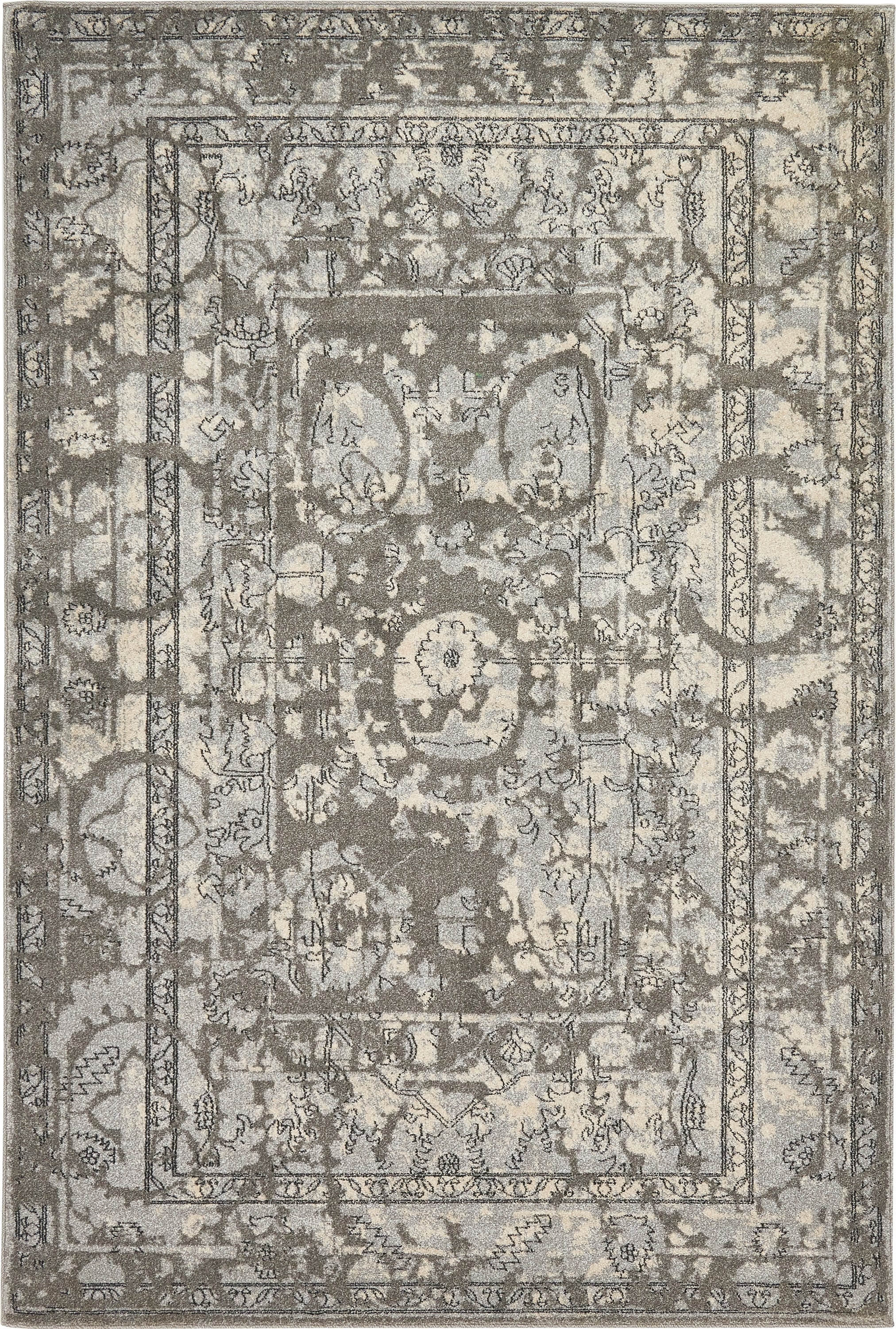 Reversible Easy Care Gray Synthetic 6' x 9' Area Rug