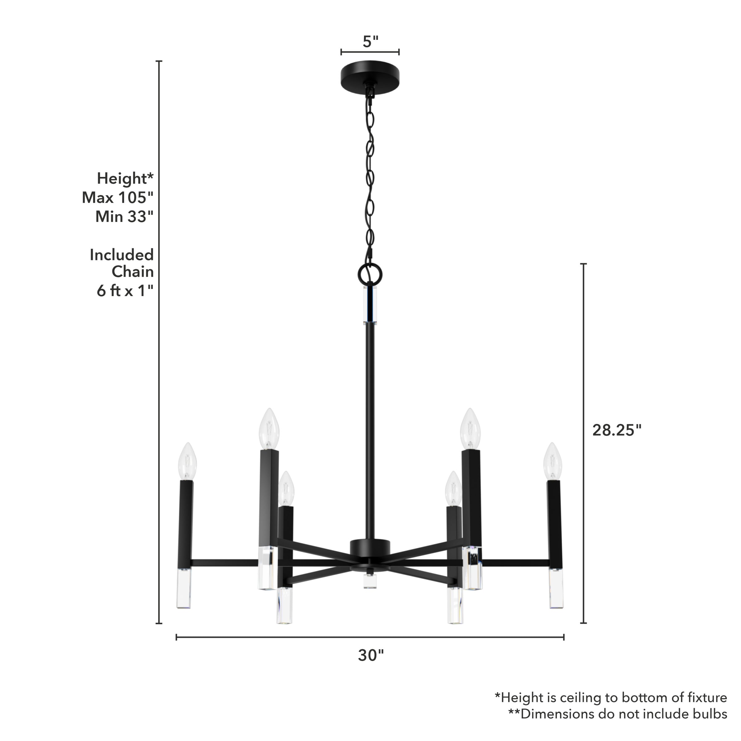 Hunter Sunjai 9-Light Matte Black Traditional Crystal Chandelier