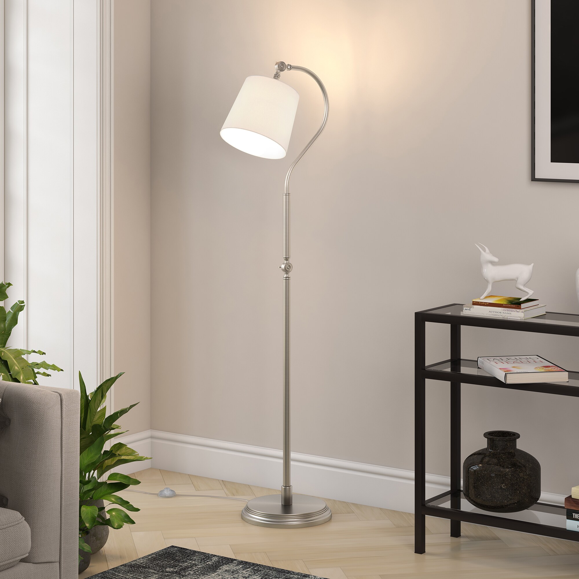 Hailey Home Harland 57.87-in Brushed Nickel Floor Lamp in the Floor Lamps  department at Lowes.com