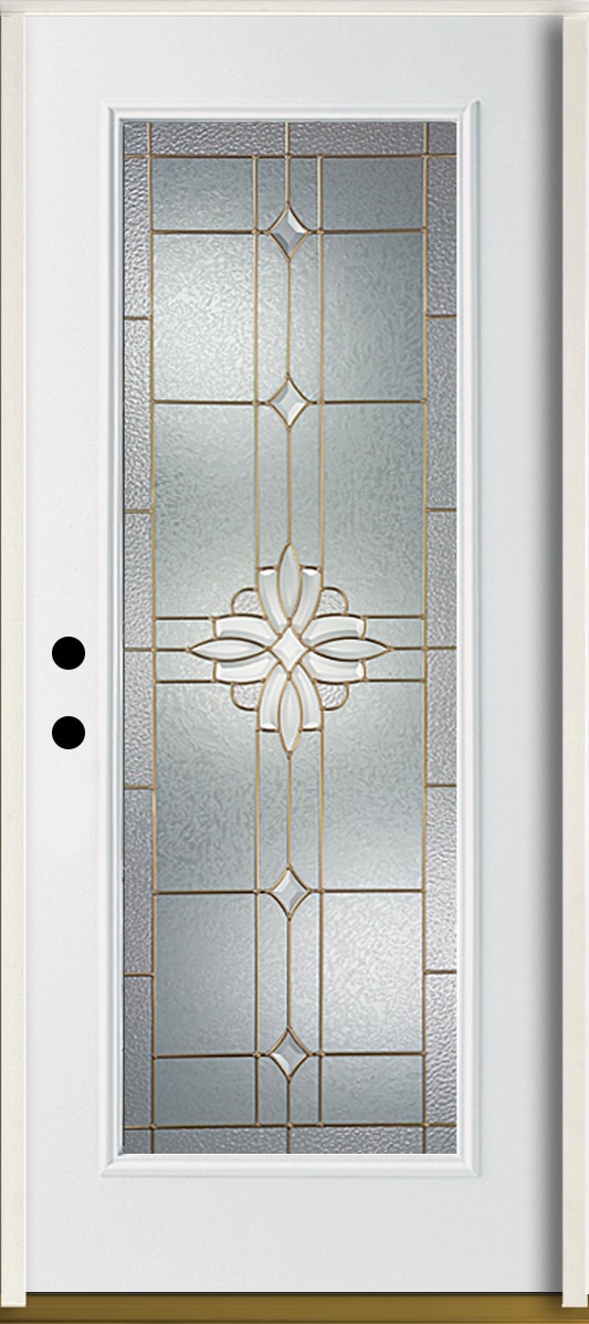 RELIABILT LO841807 Laurel 36-in x 80-in x 4-9/16-in Fiberglass Full lite Right-hand inswing Modern White Painted Prehung Front Door Insulating core