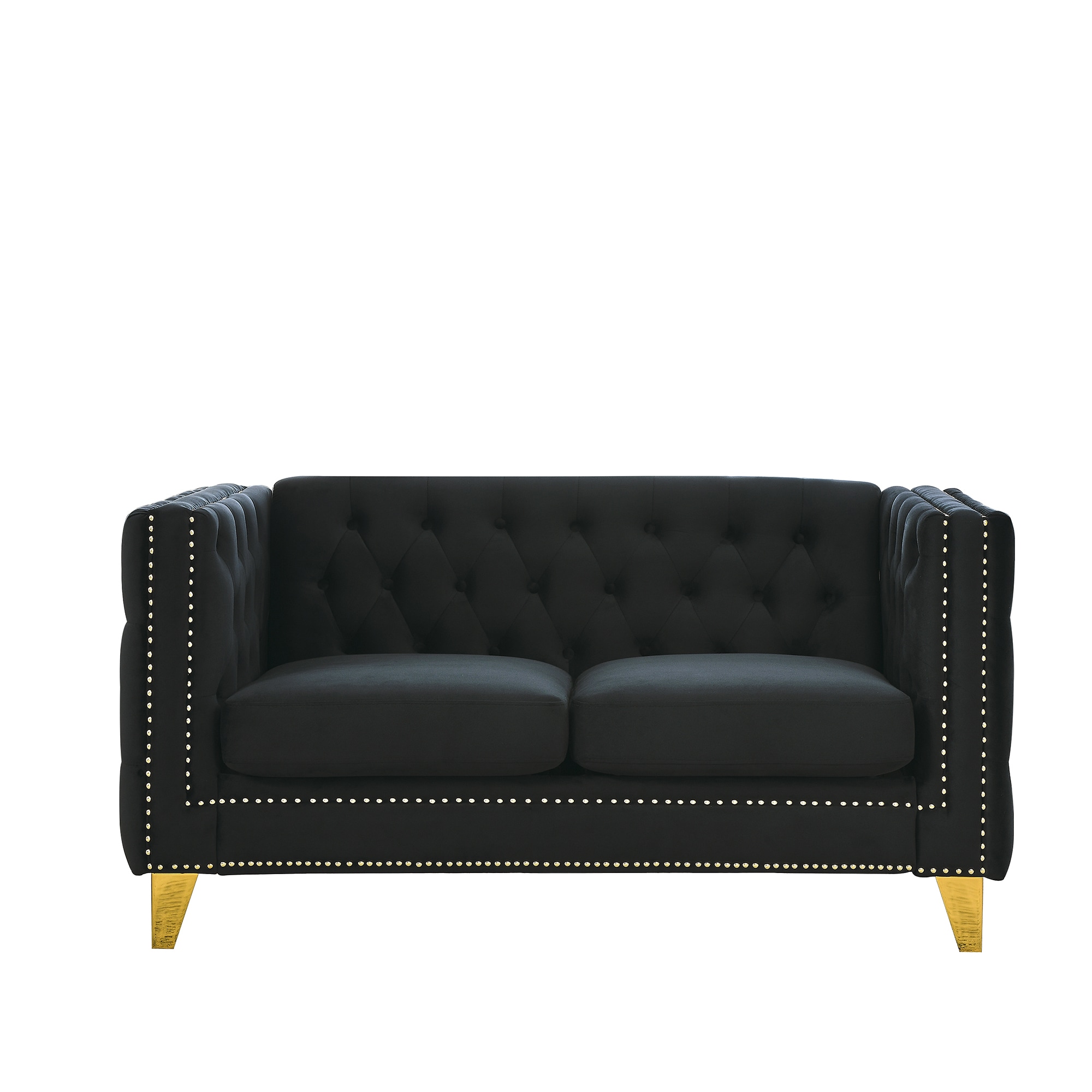 Bybafun - 58-in W Modern Black Velvet 2-seater Sofa
