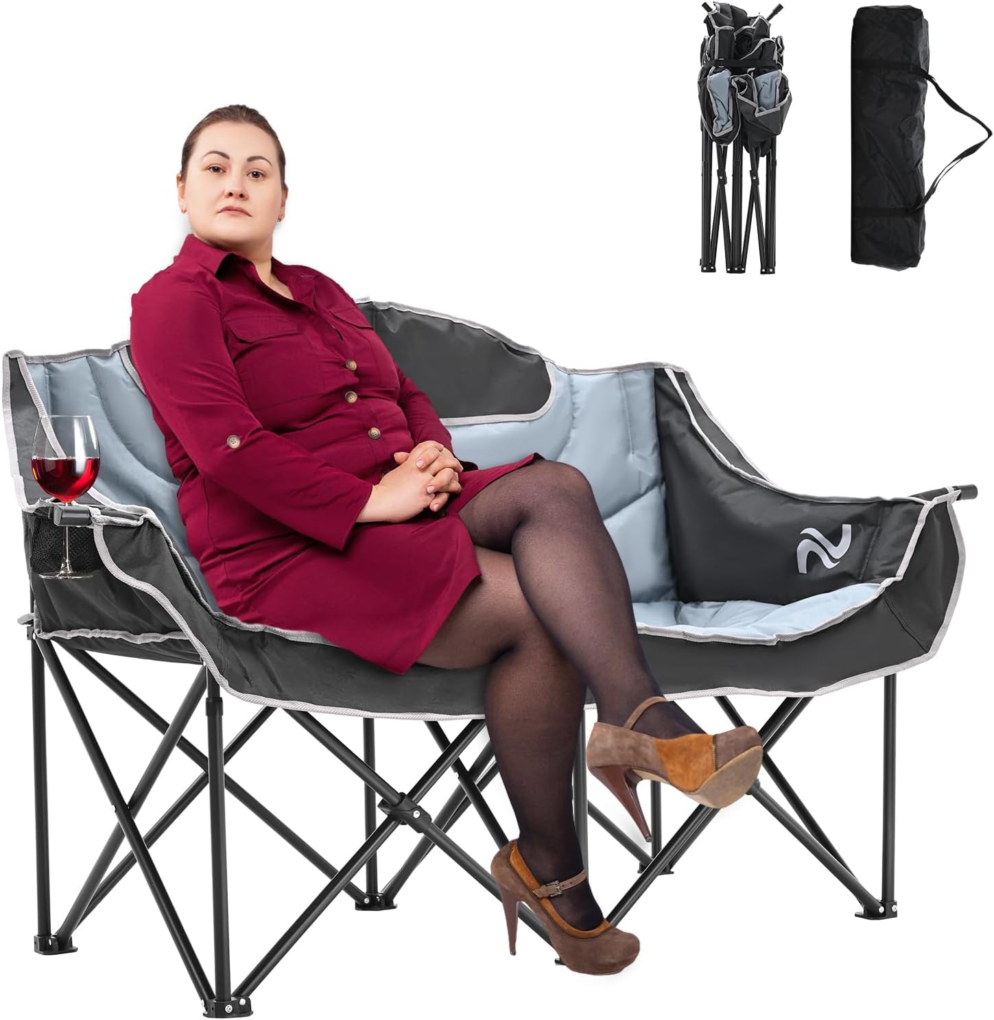 Esazn JHSRY-BKGR-LYU Polyester Black-Gray Folding Camping chair Carrying Strap/Handle Included
