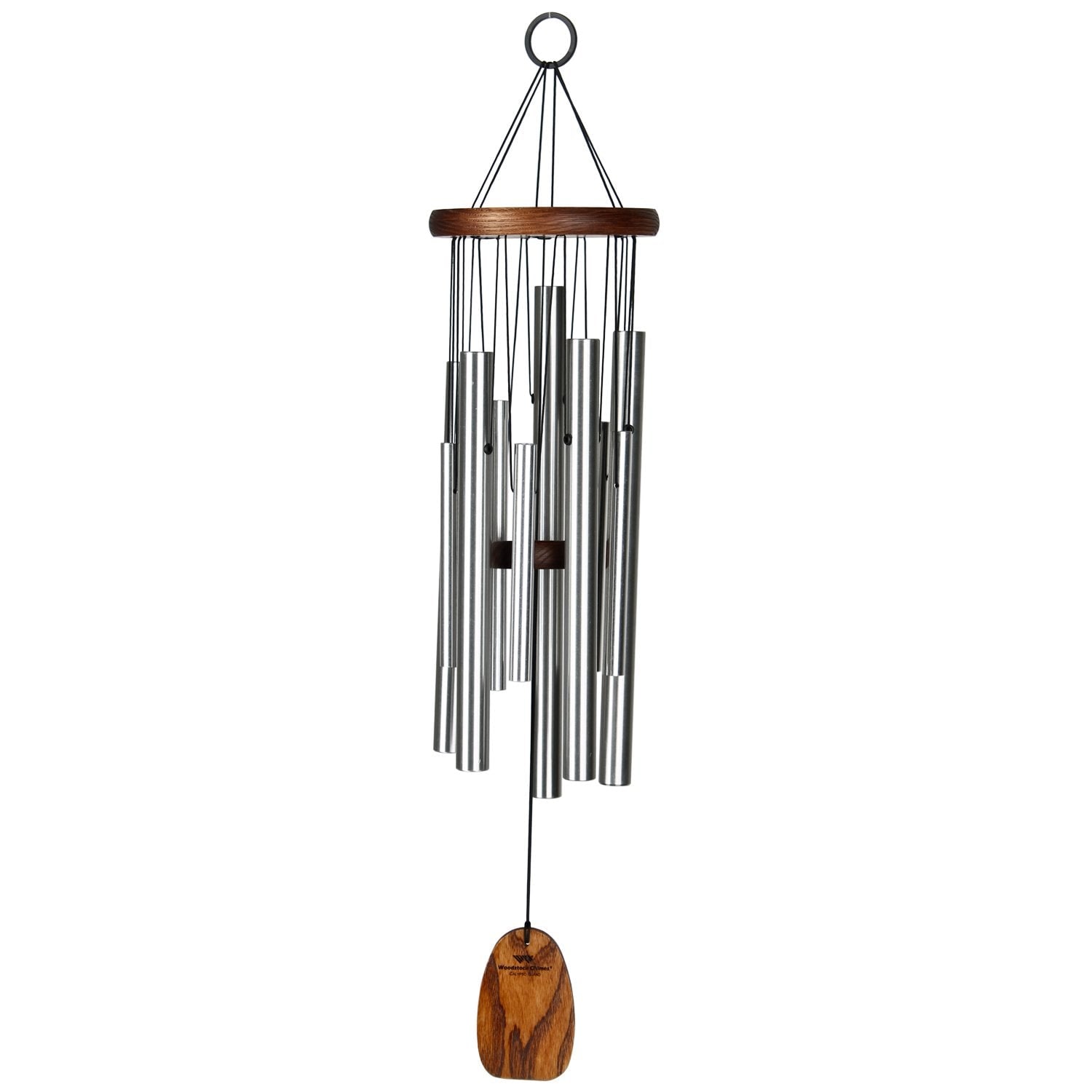 Teak and Silver Aluminum Octave Doubling Wind Chime