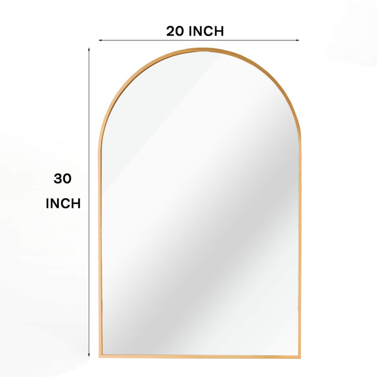 Forclover HUC-RE2030GD 20-Inches x 30-Inches Beveled Arch Bathroom Vanity Mirror ( Gold )