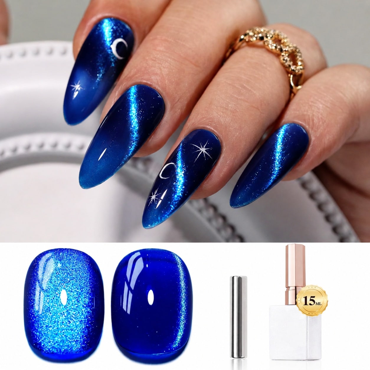 Phyfalip Cat Eye Gel Polish Kit 15ML Holographic Glitter Shimmer Translucent Jelly Color with Magnet Tool for Salon or DIY at Home Non Toxic #X05PF12059