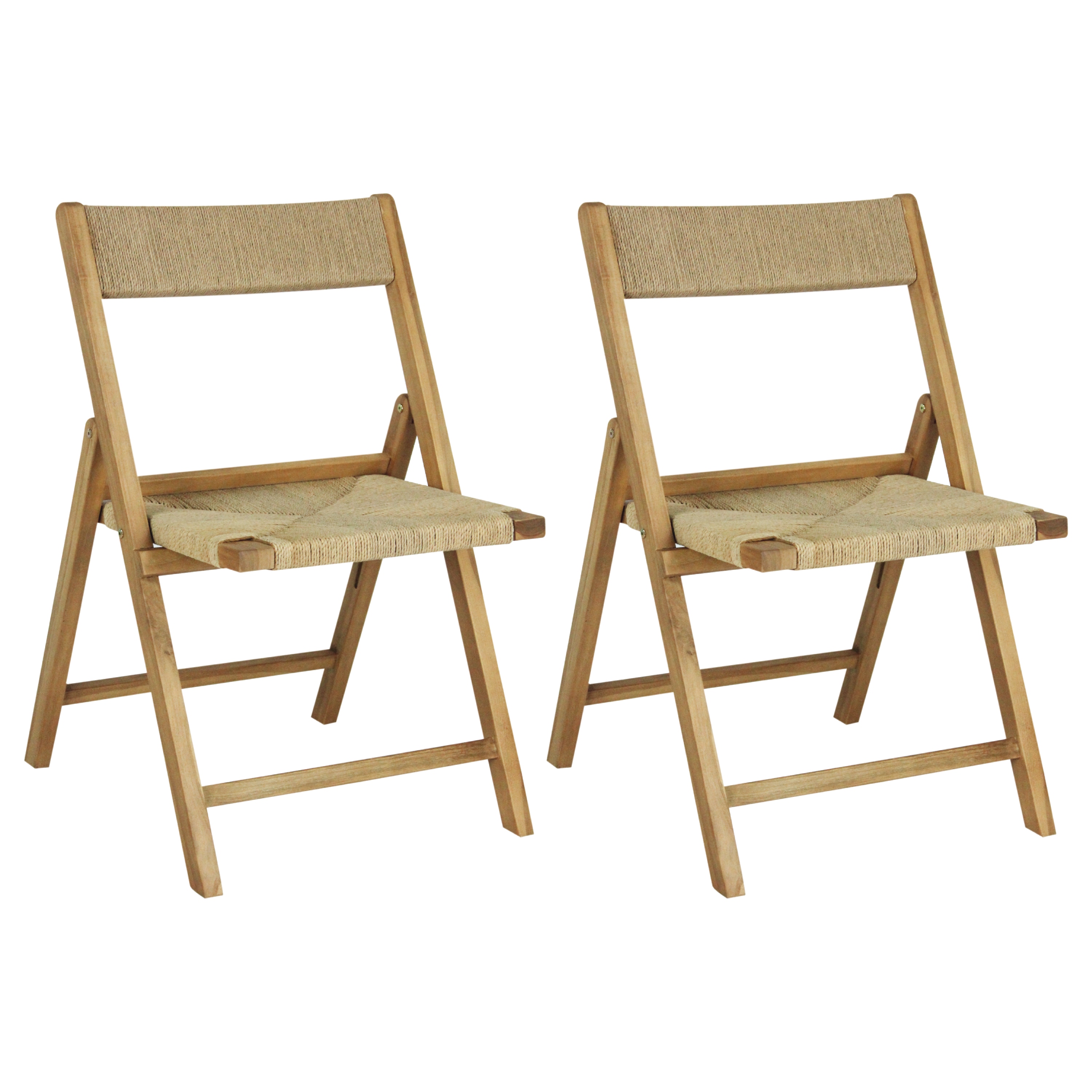 JONATHAN  Y FLD1002A-SET2 2 -Pack Natural Residential Standard Folding Chair with Woven Seat ( Indoor )