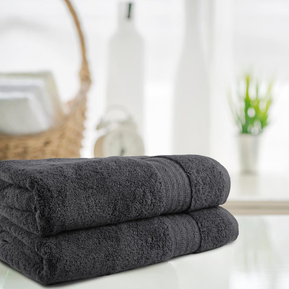 Amrapur Overseas 6-Piece Black Cotton Quick Dry Bath Towel Set (QD Stripe  Towel)