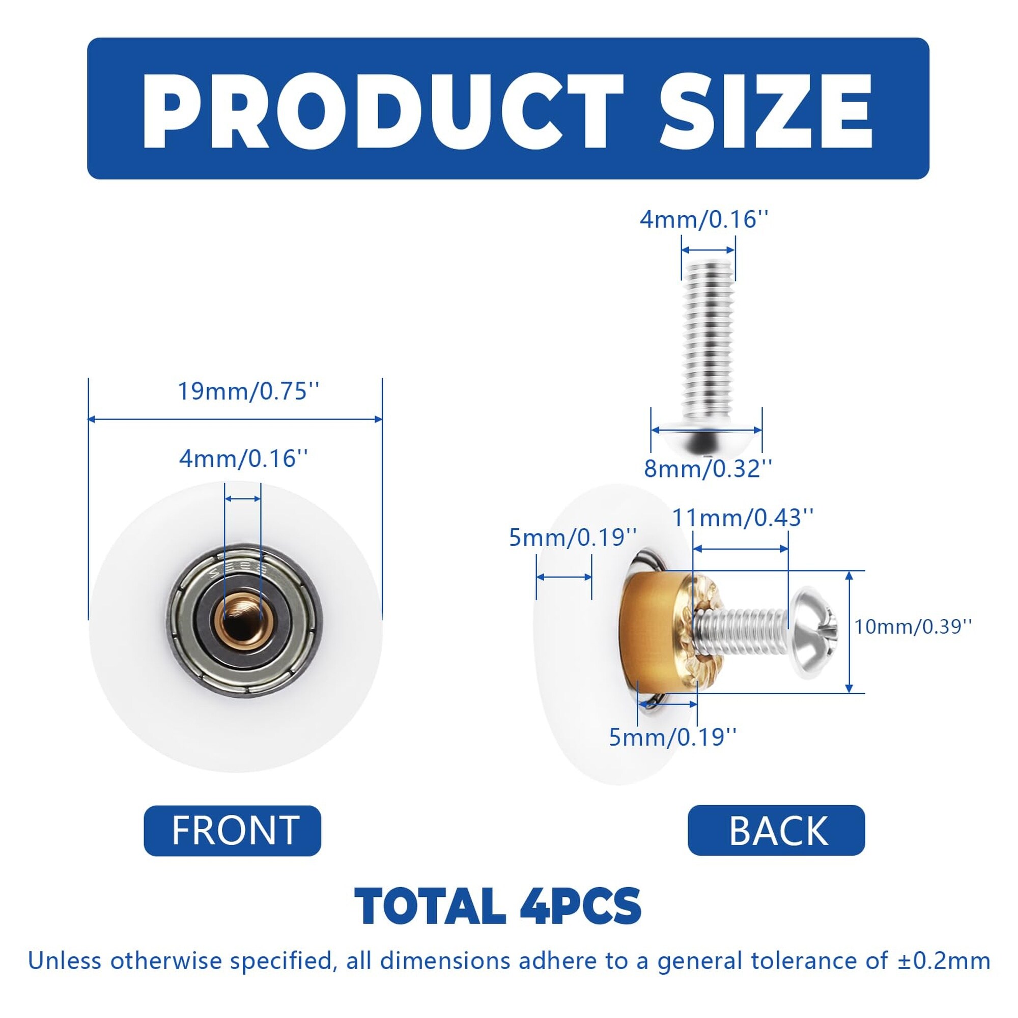 Numhew NHWILL92164 Tub-Shower-Door-Rollers - View #2
