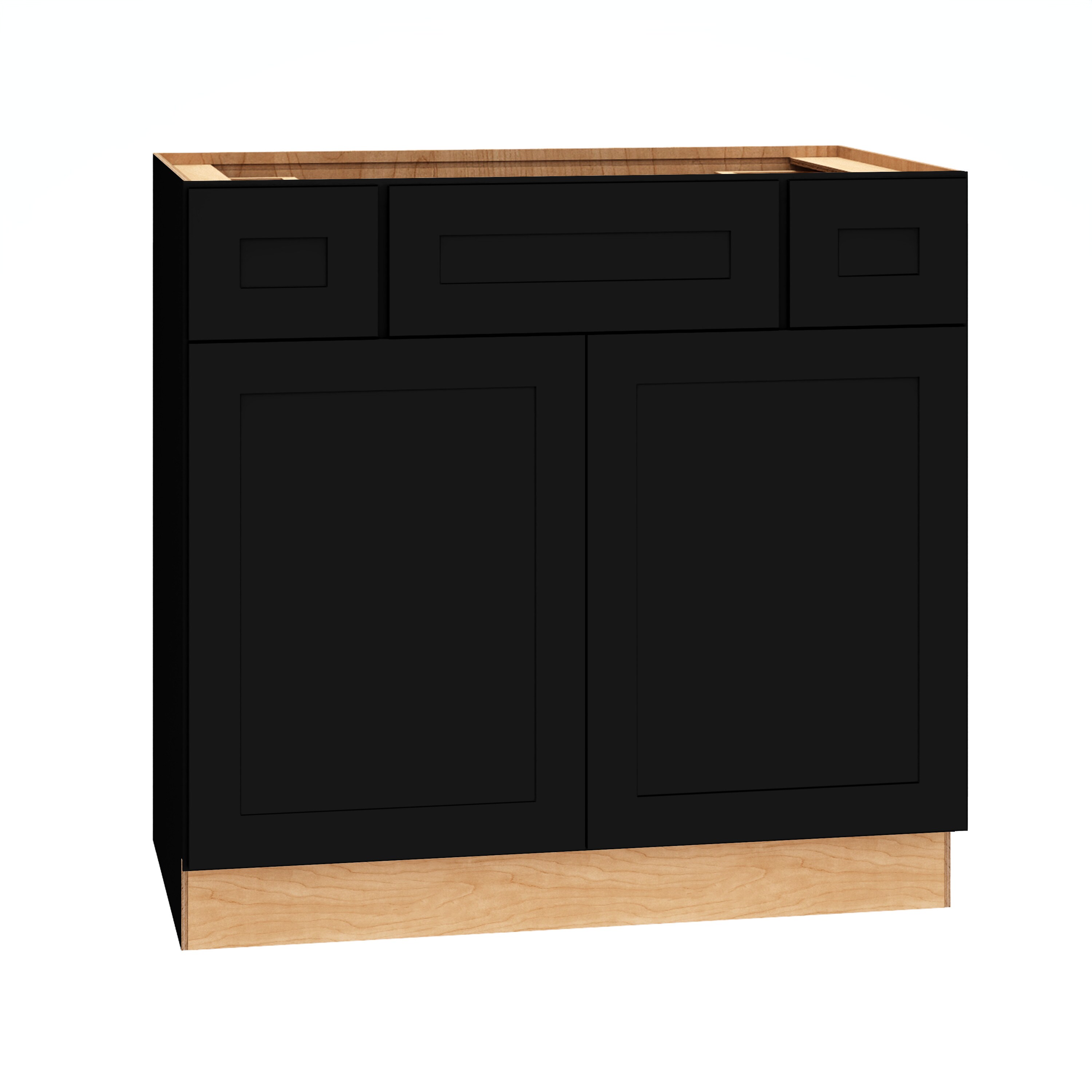 Diamond Express 61I-2VSD363421 Jamestown 36-in Black Bathroom Vanity Base Cabinet without Top