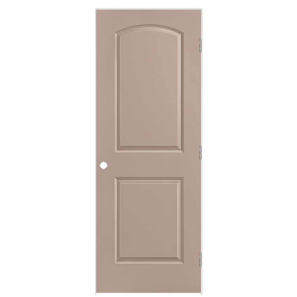 Masonite 1317800 30-in x 80-in Sandpiper Solid core 2-panel round top Left hand Smooth Prefinished Molded composite Flat Jamb Single Prehung Interior Door