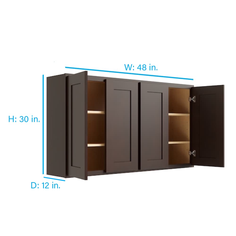 RELIABILT Parkstone 24-in W x 18-in H x 12-in D Espresso Wall Fully Assembled Plywood Cabinet (Shaker Door Style)